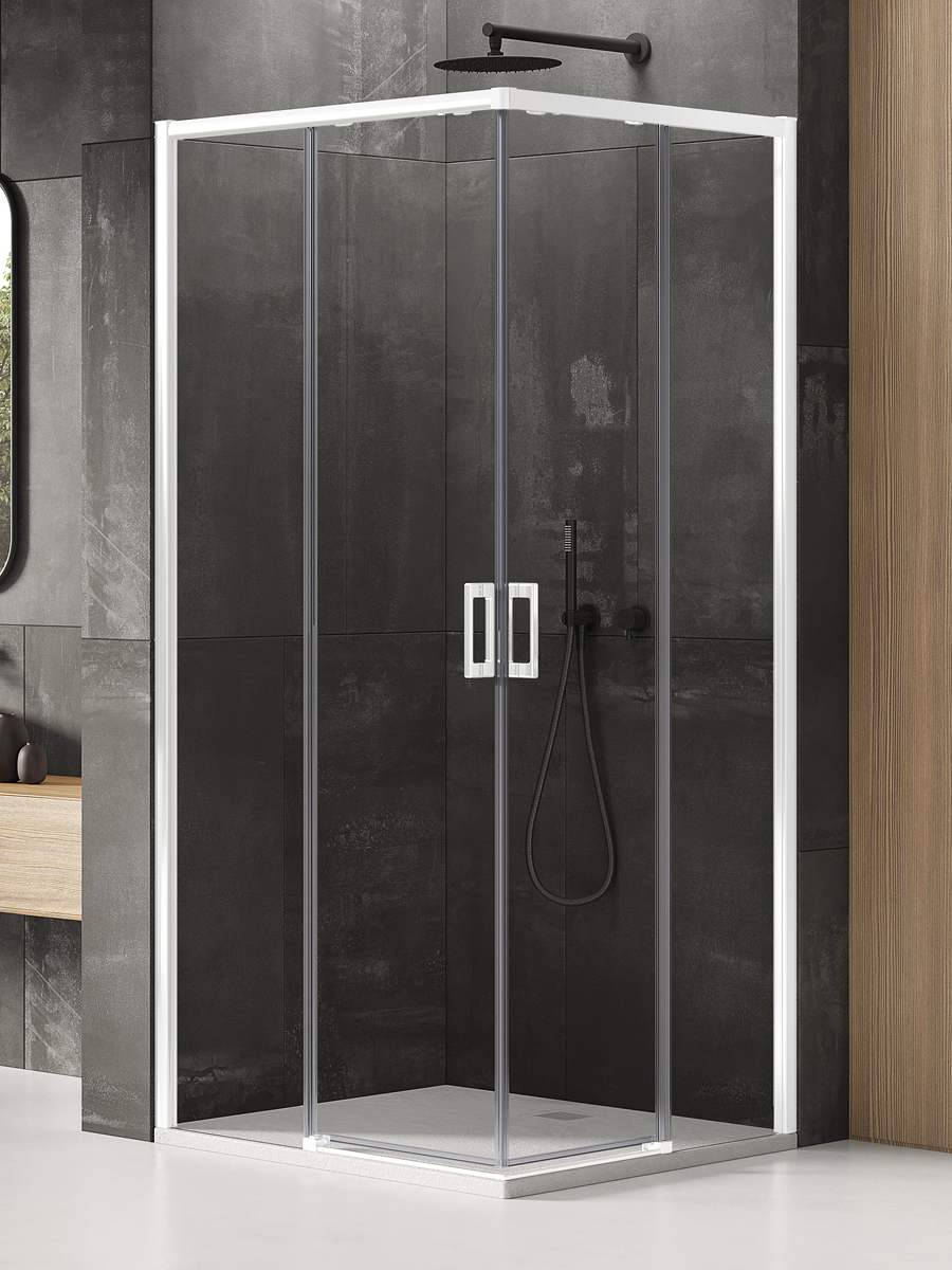 New Trendy Prime White cabină de duș 90x100 cm pătrat alb mat/sticlă transparentă D-0398A/D-0401A