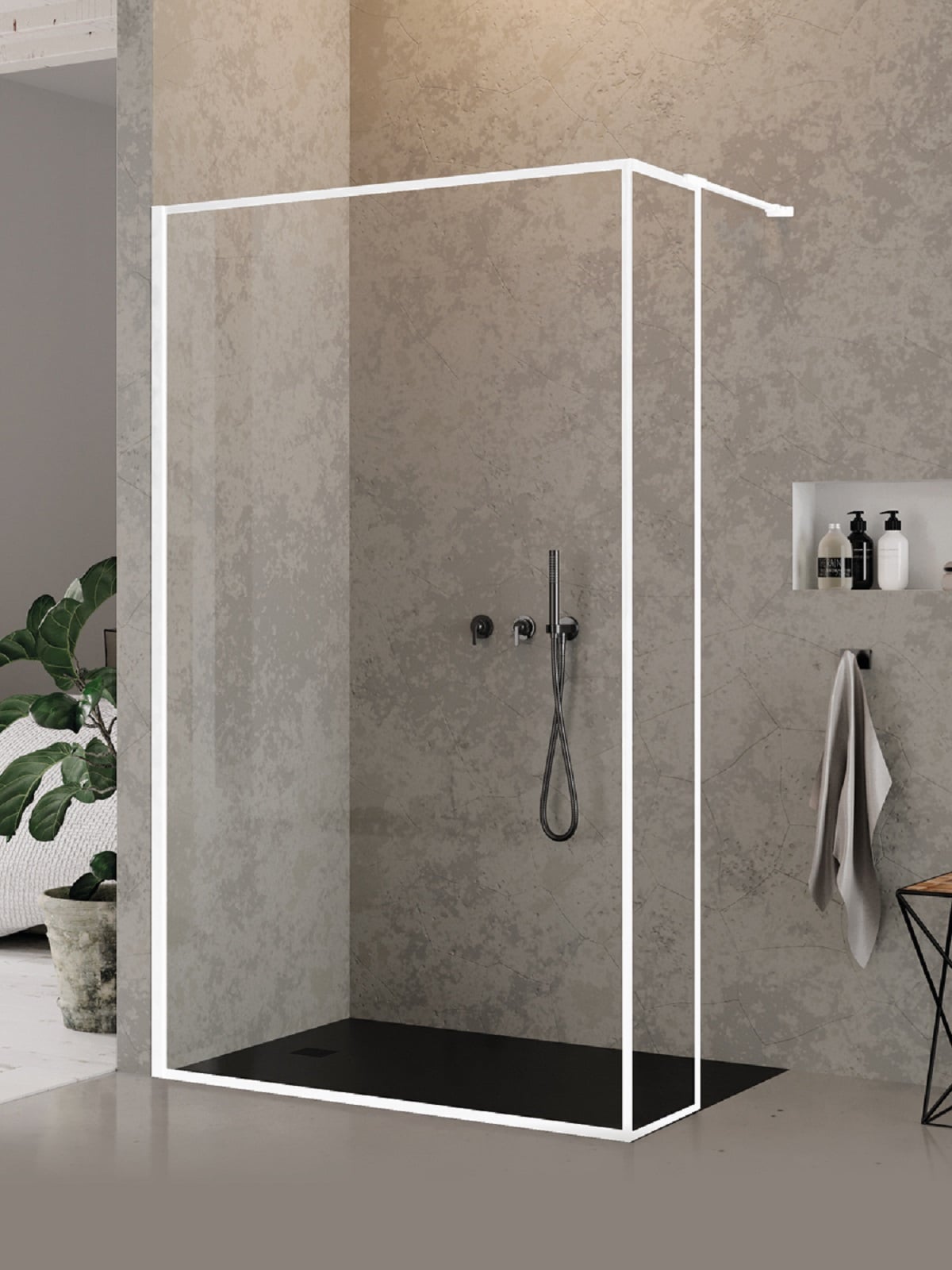 New Trendy New Modus White perete cabină de duș walk-in 80 cm alb mat/sticla transparentă EXK-2247