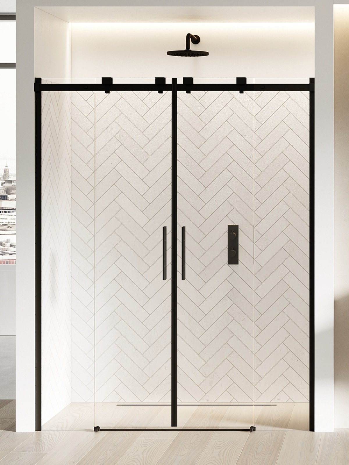 New Trendy Softi Black uși de duș 140 cm culisantă negru mat/sticlă transparentă EXK-3960