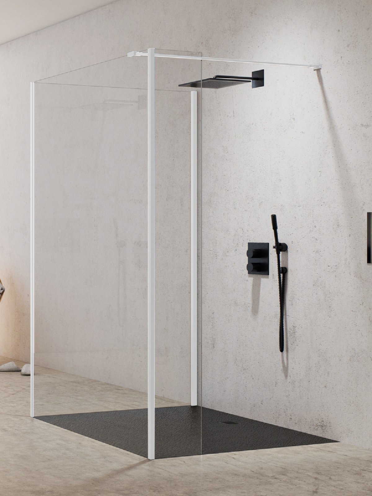 New Trendy New Modus White perete cabină de duș walk-in 90 cm alb mat/sticla transparentă EXK-2256