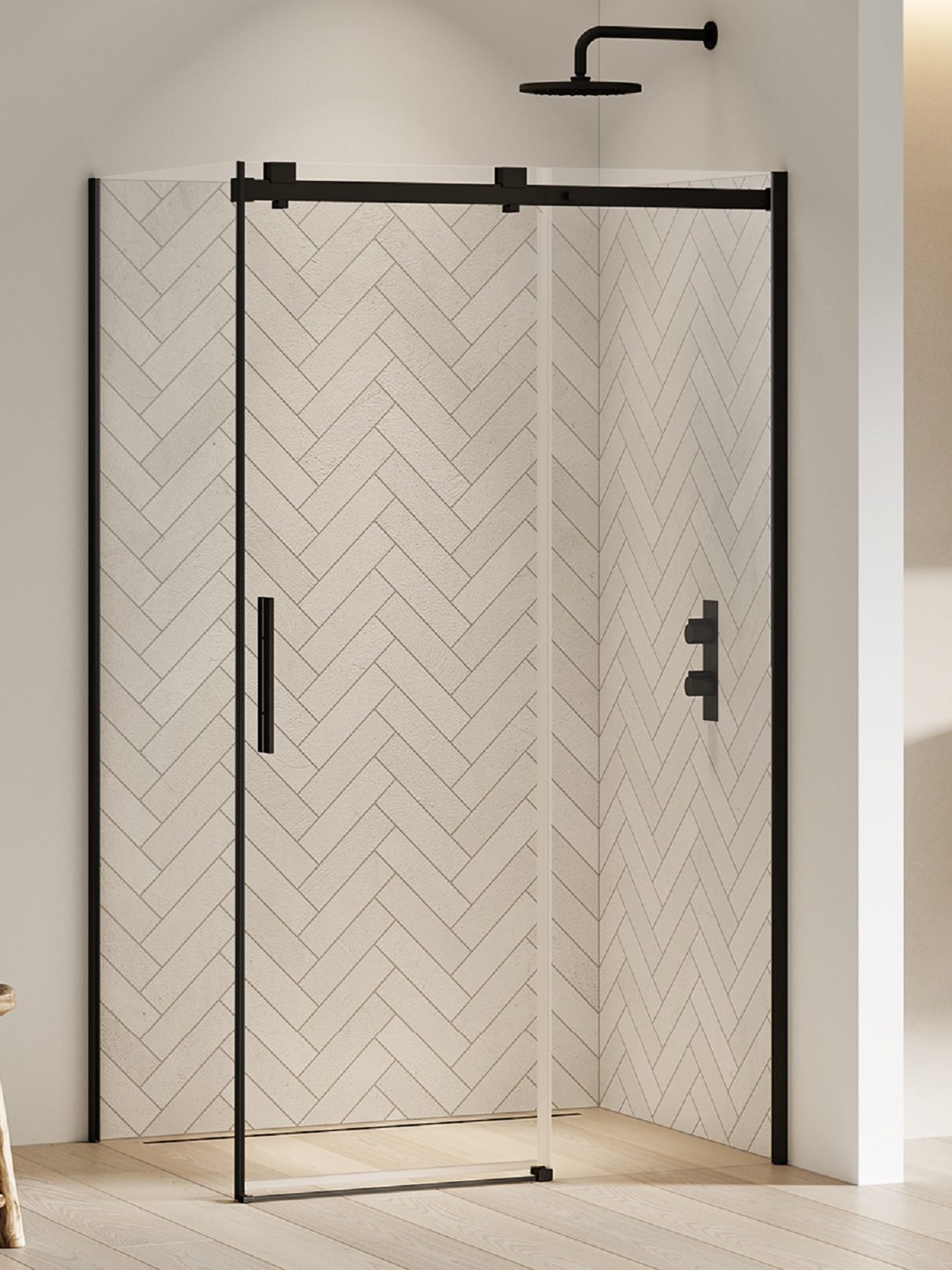 New Trendy Softi Black cabină de duș 110x100 cm dreptunghiular negru mat/sticlă transparentă EXK-3972