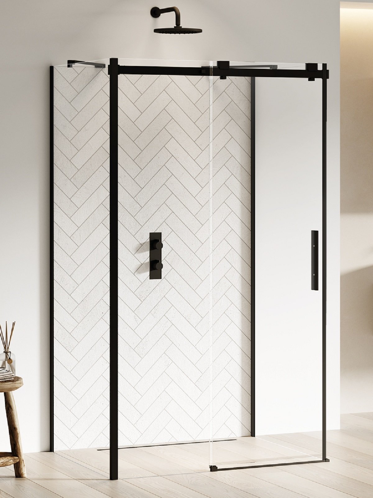 New Trendy Softi Black cabină de duș 110x80 cm dreptunghiular negru mat/sticlă transparentă EXK-3993