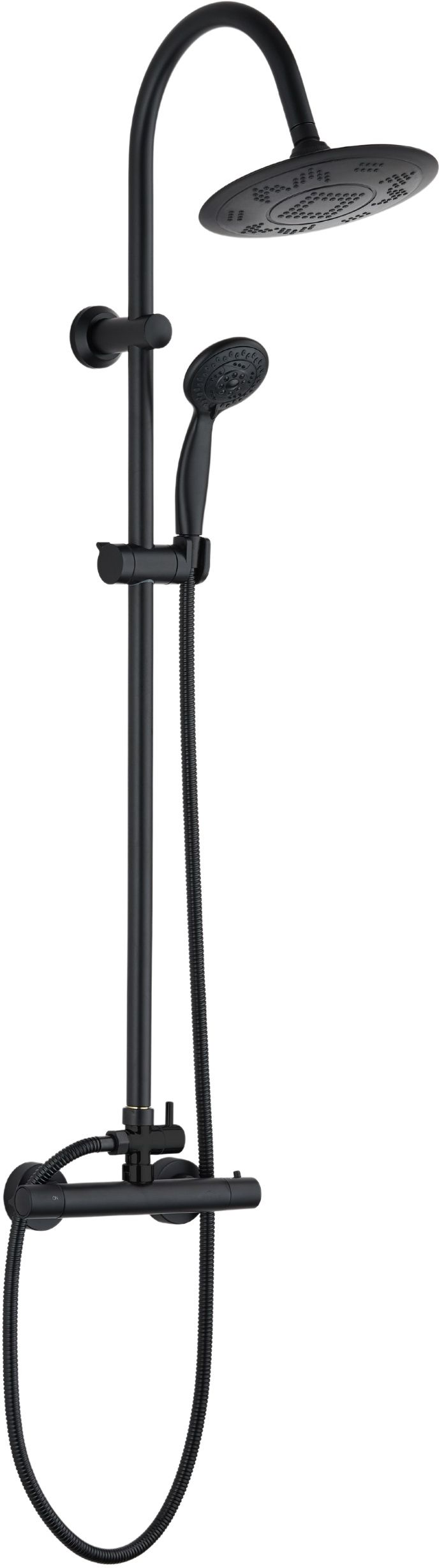 Invena Gracja set de duș perete cu termostat cu duș de ploaie negru AU-15-D04