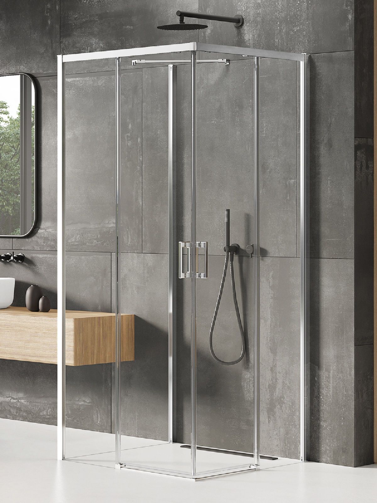 New Trendy Prime cabină de duș 100x90 cm dreptunghiular crom luciu/sticlă transparentă K-1524