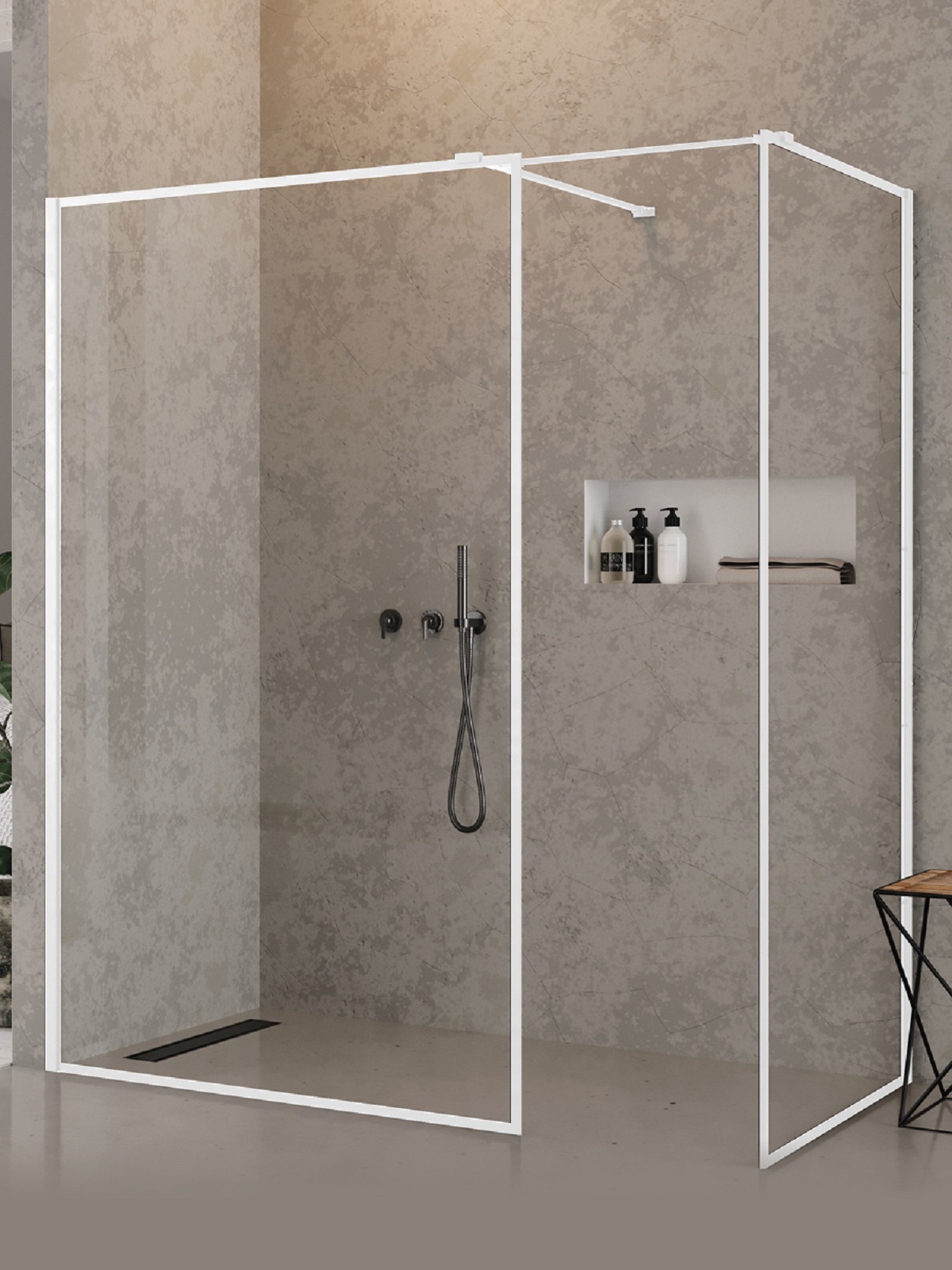 New Trendy New Modus White cabină de duș walk-in 170x100 cm dreptunghiular alb mat/sticlă transparentă EXK-2329