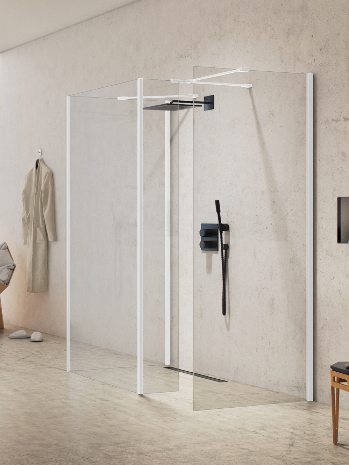 New Trendy New Modus White perete cabină de duș walk-in 80 cm alb mat/sticla transparentă EXK-2333