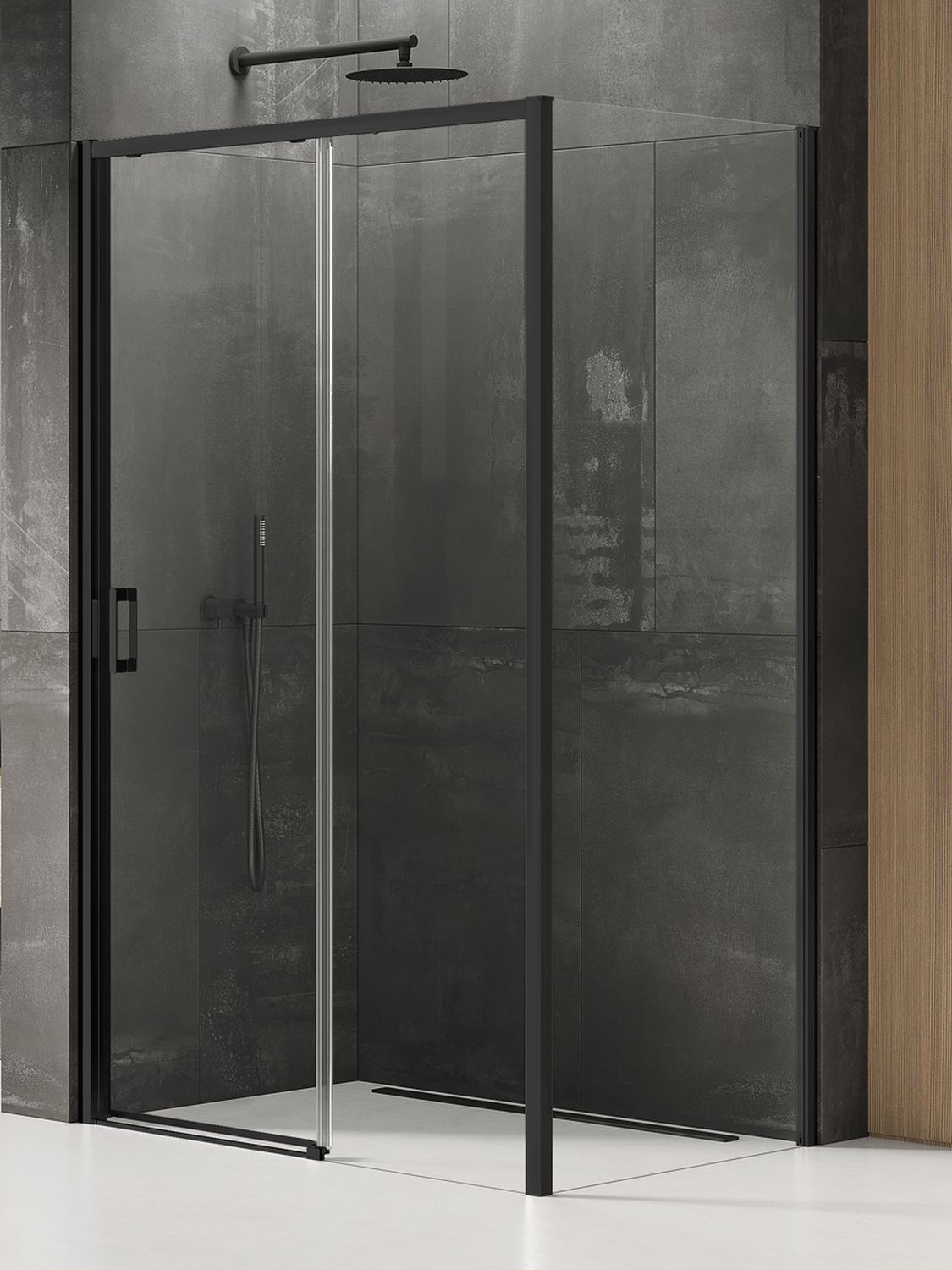 New Trendy Prime Black cabină de duș 100x90 cm dreptunghiular negru semi lucios/sticlă transparentă K-1306