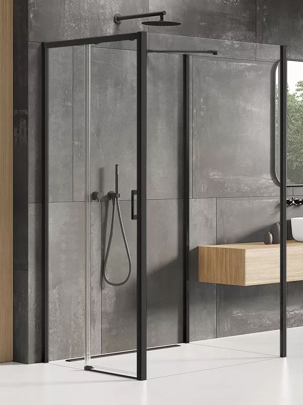 New Trendy Prime Black cabină de duș 110x100 cm dreptunghiular negru mat/sticlă transparentă K-0971
