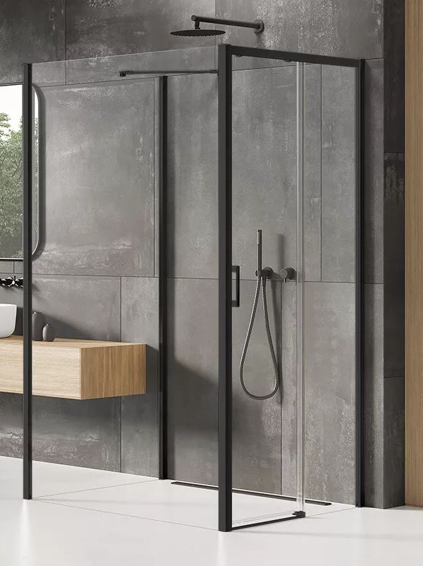 New Trendy Prime Black cabină de duș 120x110 cm dreptunghiular negru mat/sticlă transparentă K-1609