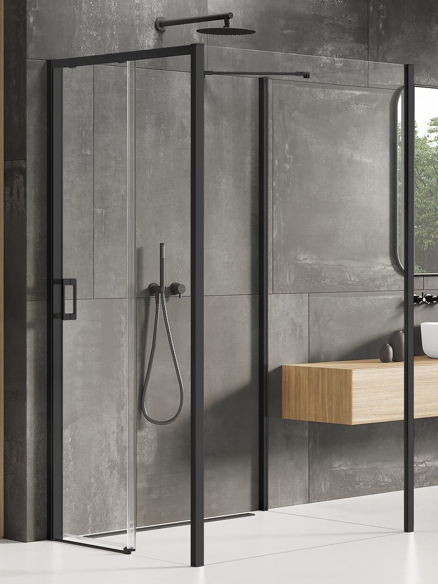 New Trendy Prime Black cabină de duș 110x100 cm dreptunghiular negru mat/sticlă transparentă K-1351
