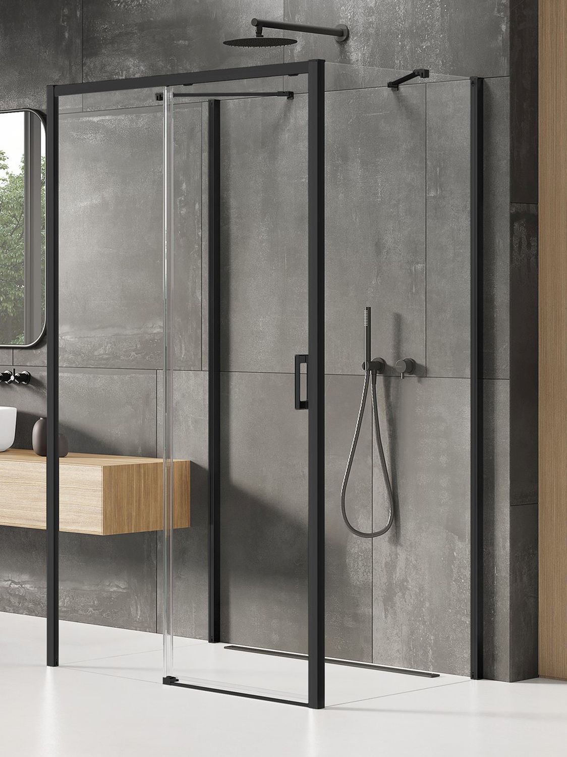 New Trendy Prime Black cabină de duș 100x70 cm dreptunghiular negru mat/sticlă transparentă K-0908