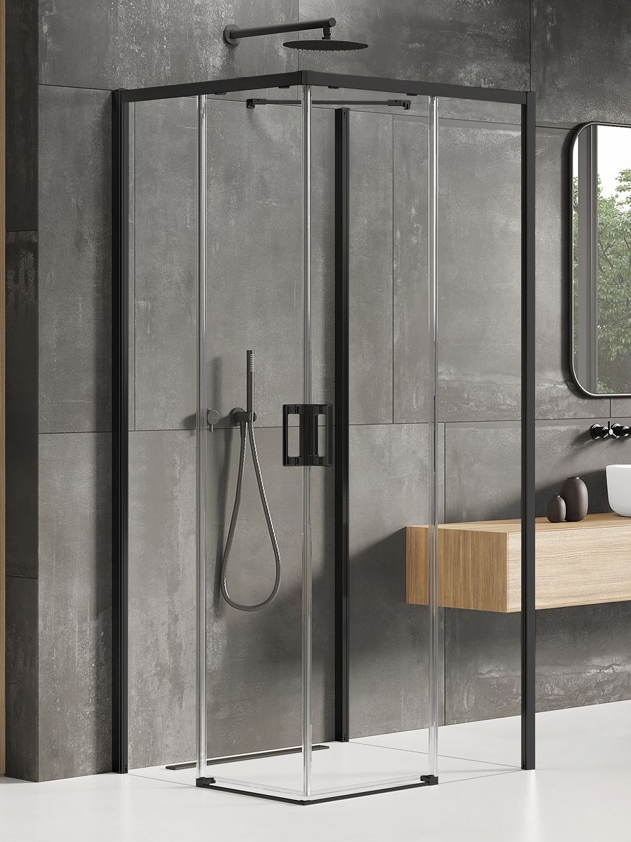 New Trendy Prime Black cabină de duș 100x100 cm pătrat negru mat/sticlă transparentă K-1003