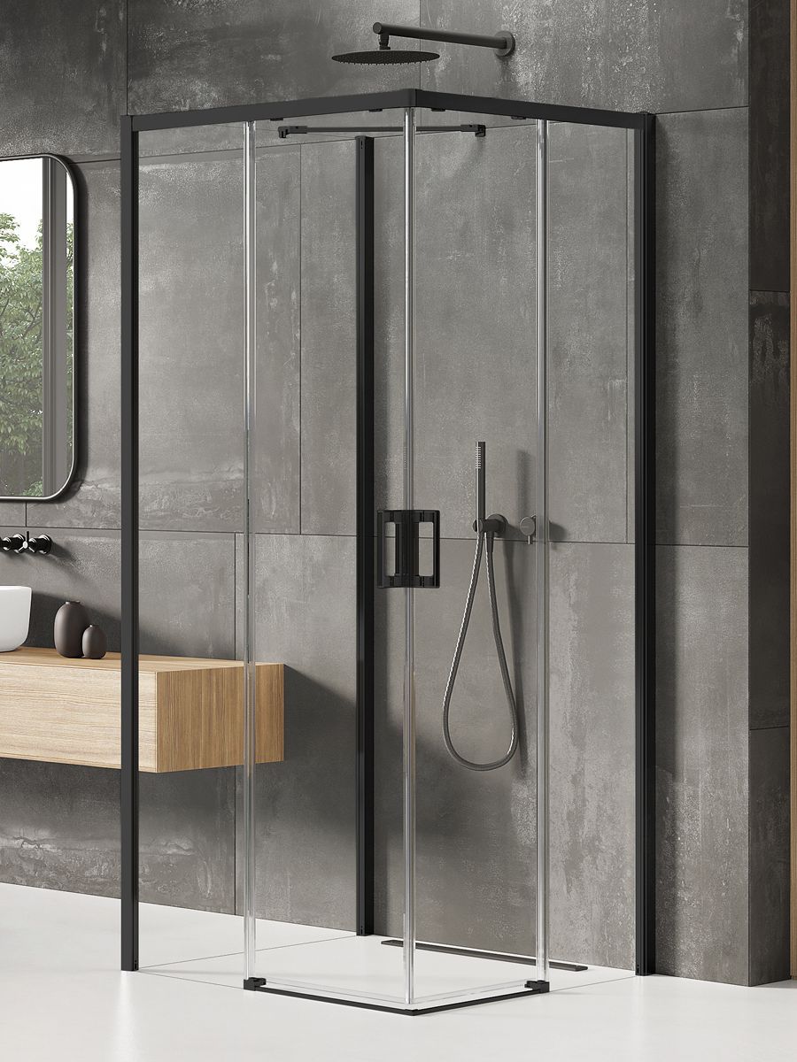 New Trendy Prime Black cabină de duș 80x70 cm dreptunghiular negru mat/sticlă transparentă K-1525