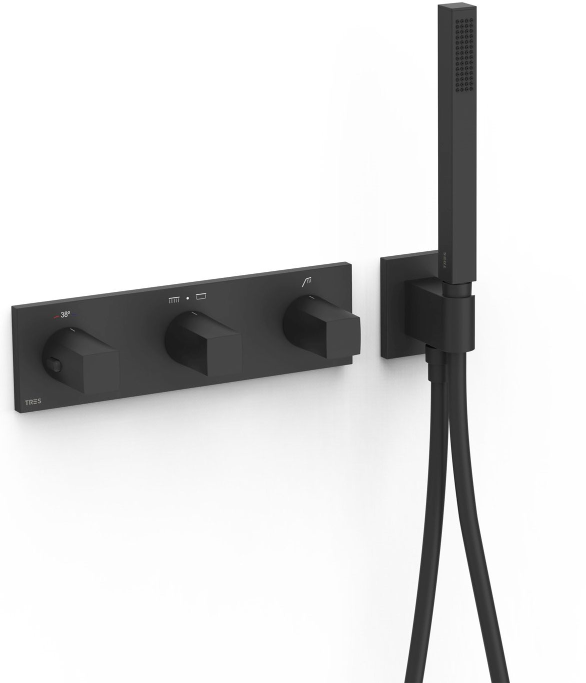 Tres B-System baterie cadă-duș ascuns cu termostat negru 30725301NM