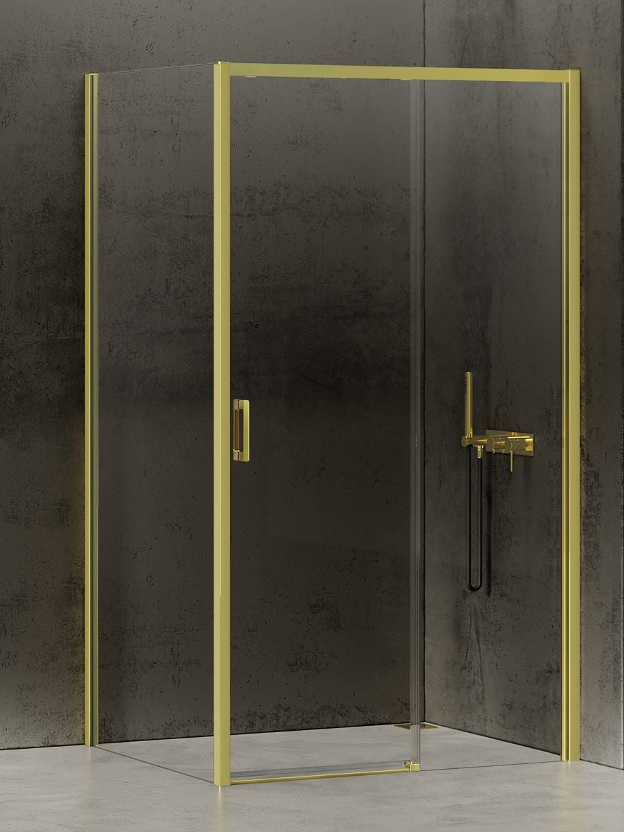 New Trendy Prime Light Gold cabină de duș 100x100 cm pătrat auriu luciu/sticlă transparentă D-0421A/D-0225B