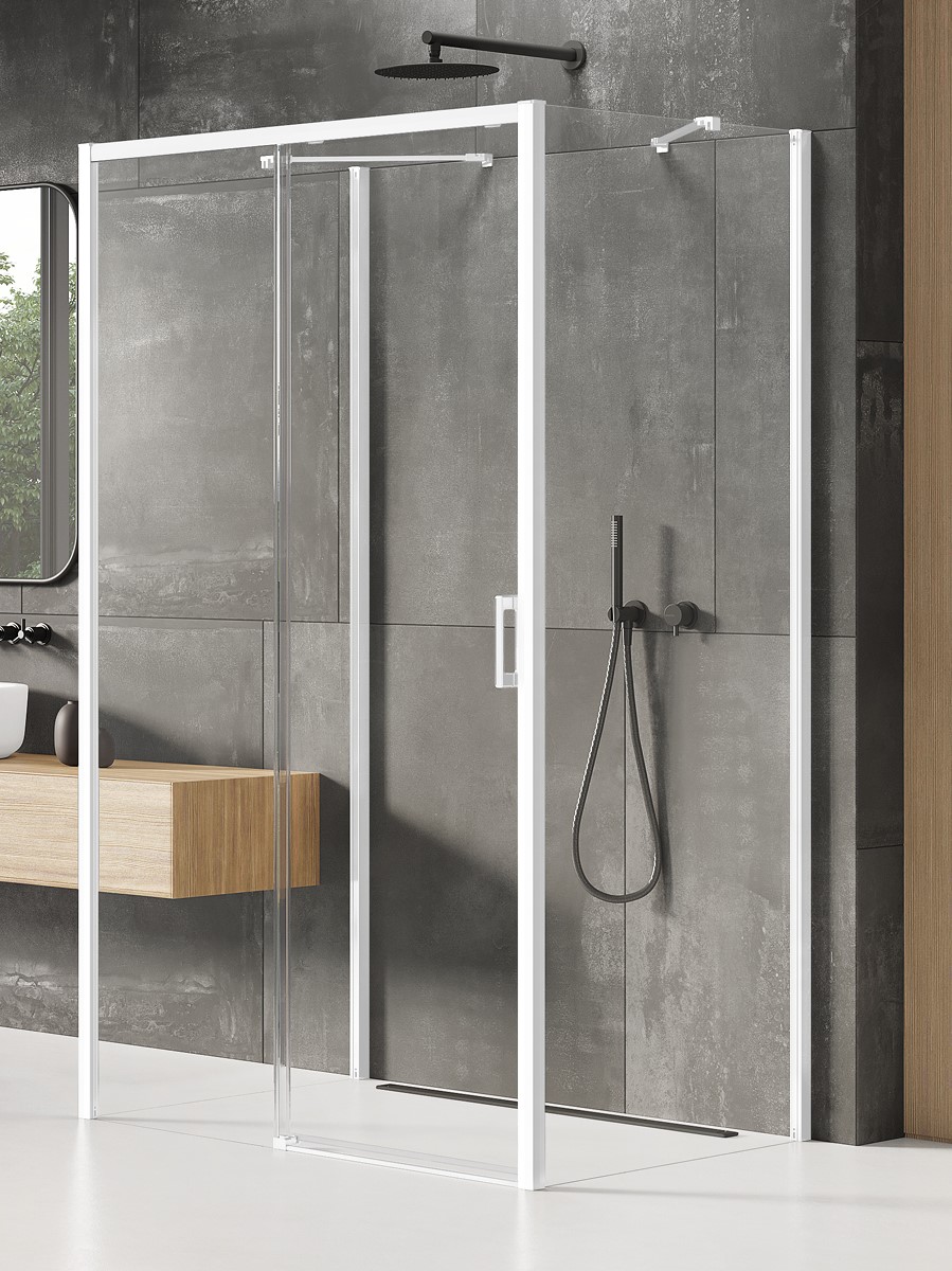 New Trendy Prime White cabină de duș 130x80 cm dreptunghiular alb mat/sticlă transparentă K-1017