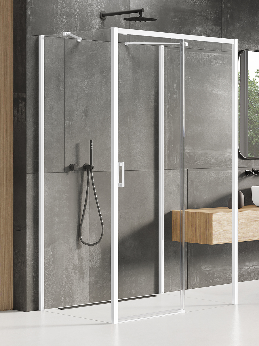 New Trendy Prime White cabină de duș 130x70 cm dreptunghiular alb mat/sticlă transparentă K-1044