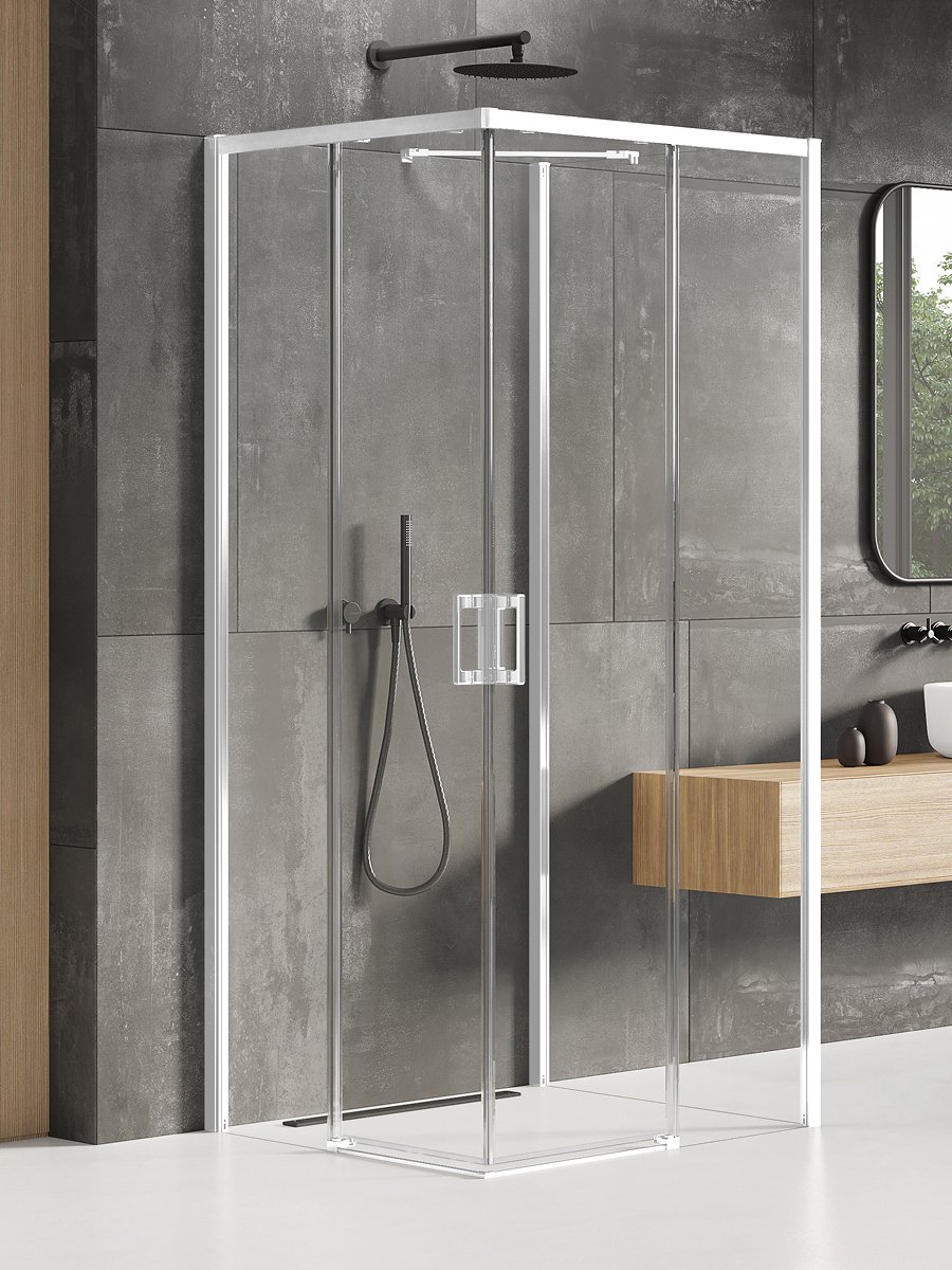 New Trendy Prime White cabină de duș 90x80 cm dreptunghiular alb mat/sticlă transparentă K-1093