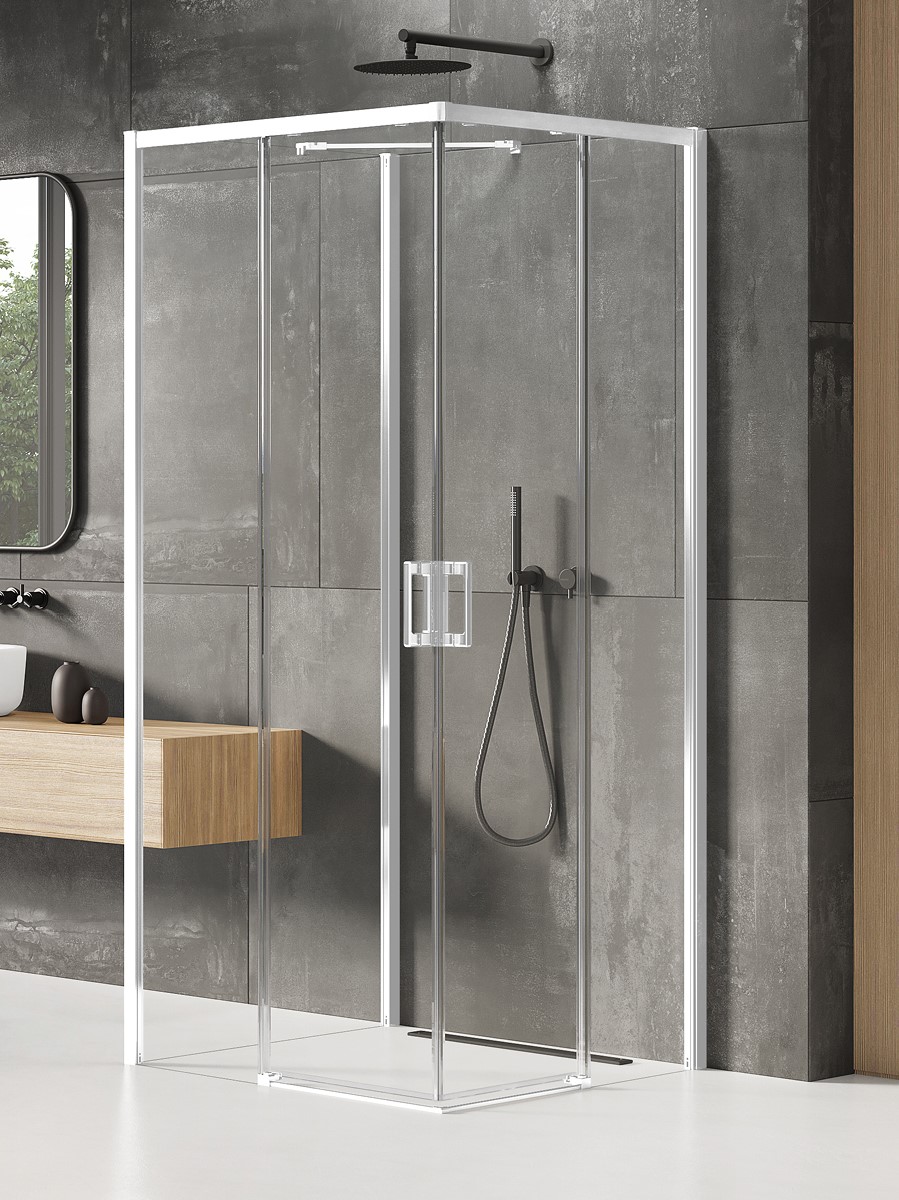 New Trendy Prime White cabină de duș 90x80 cm dreptunghiular alb mat/sticlă transparentă K-1538