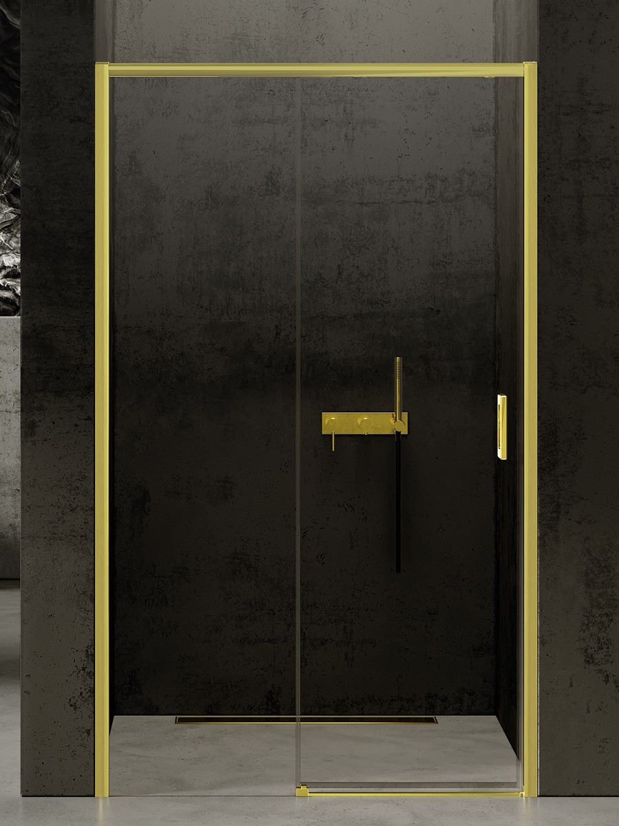 New Trendy Prime Light Gold uși de duș 150 cm culisantă auriu luciu/sticlă transparentă D-0430A