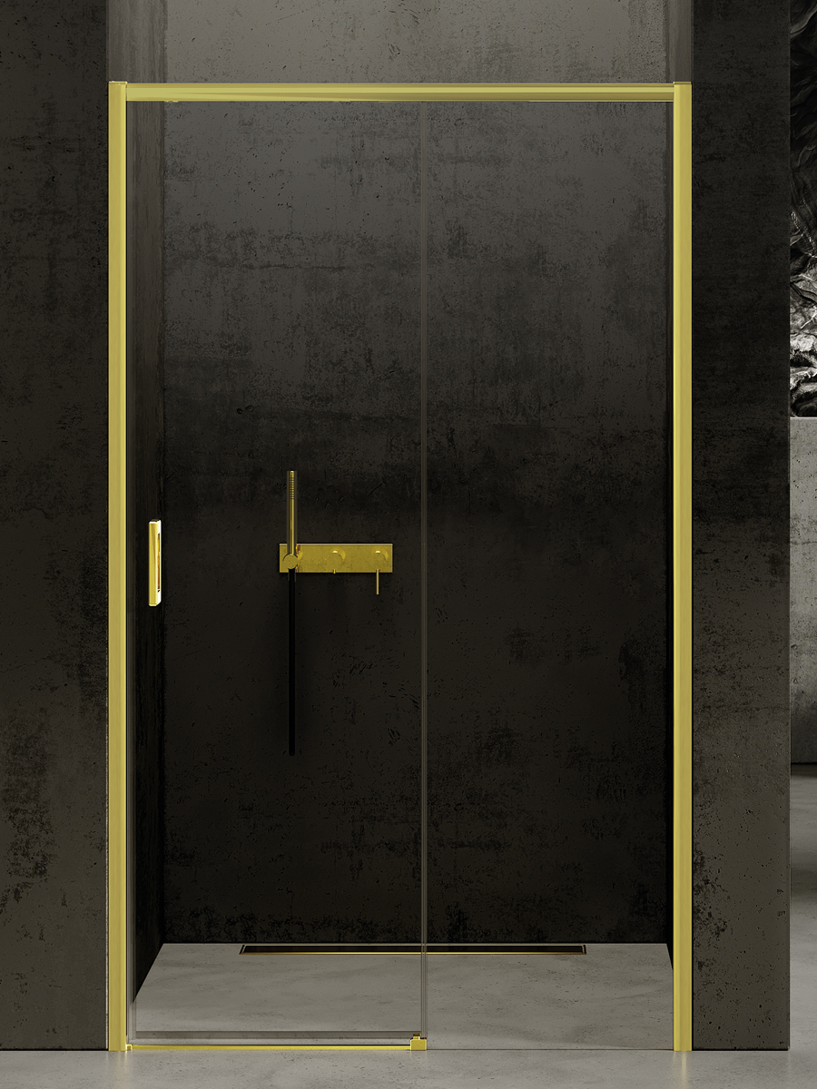 New Trendy Prime Light Gold uși de duș 160 cm culisantă auriu luciu/sticlă transparentă D-0433A