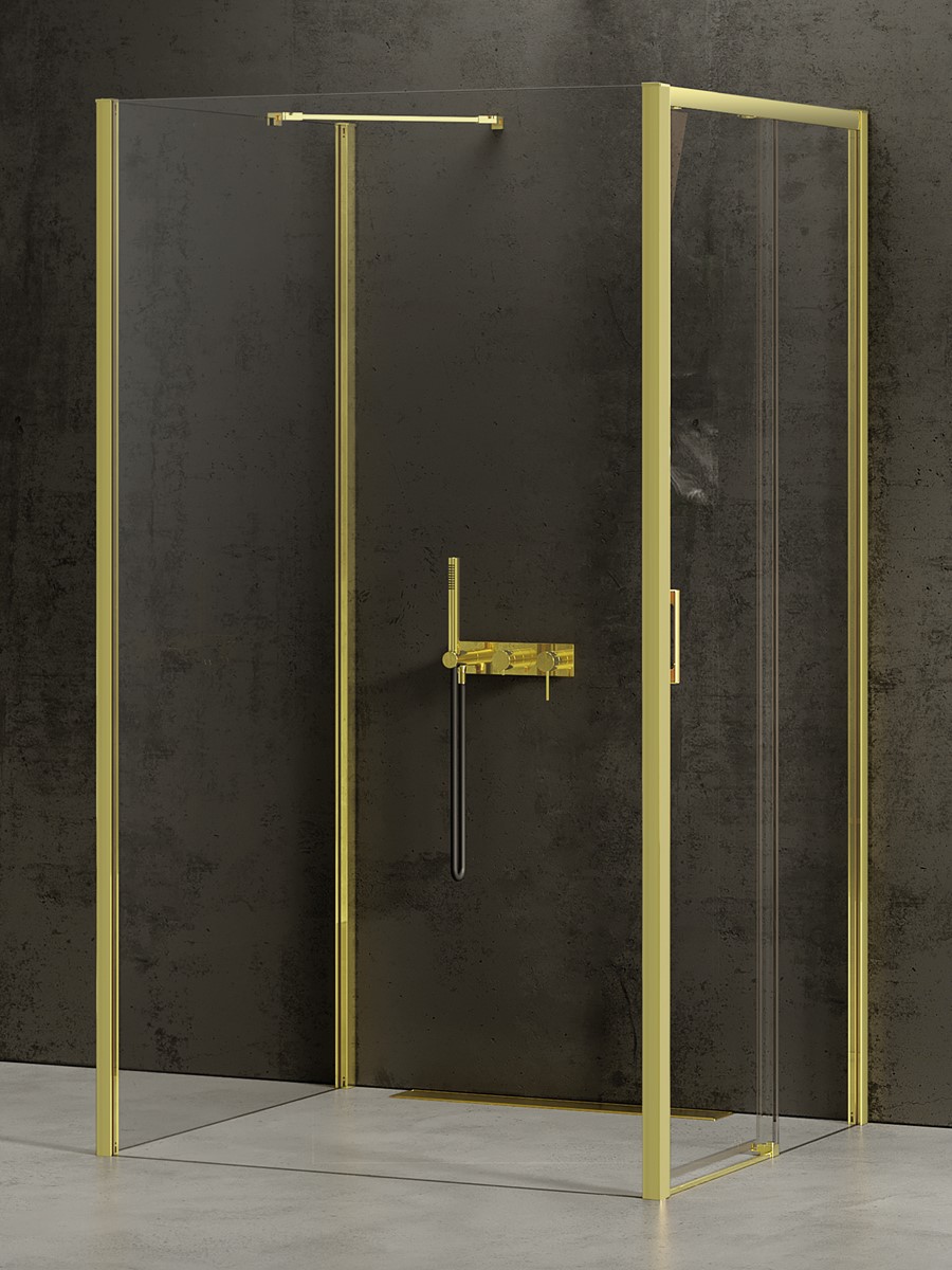 New Trendy Prime Light Gold cabină de duș 110x110 cm pătrat auriu luciu/sticlă transparentă K-1644