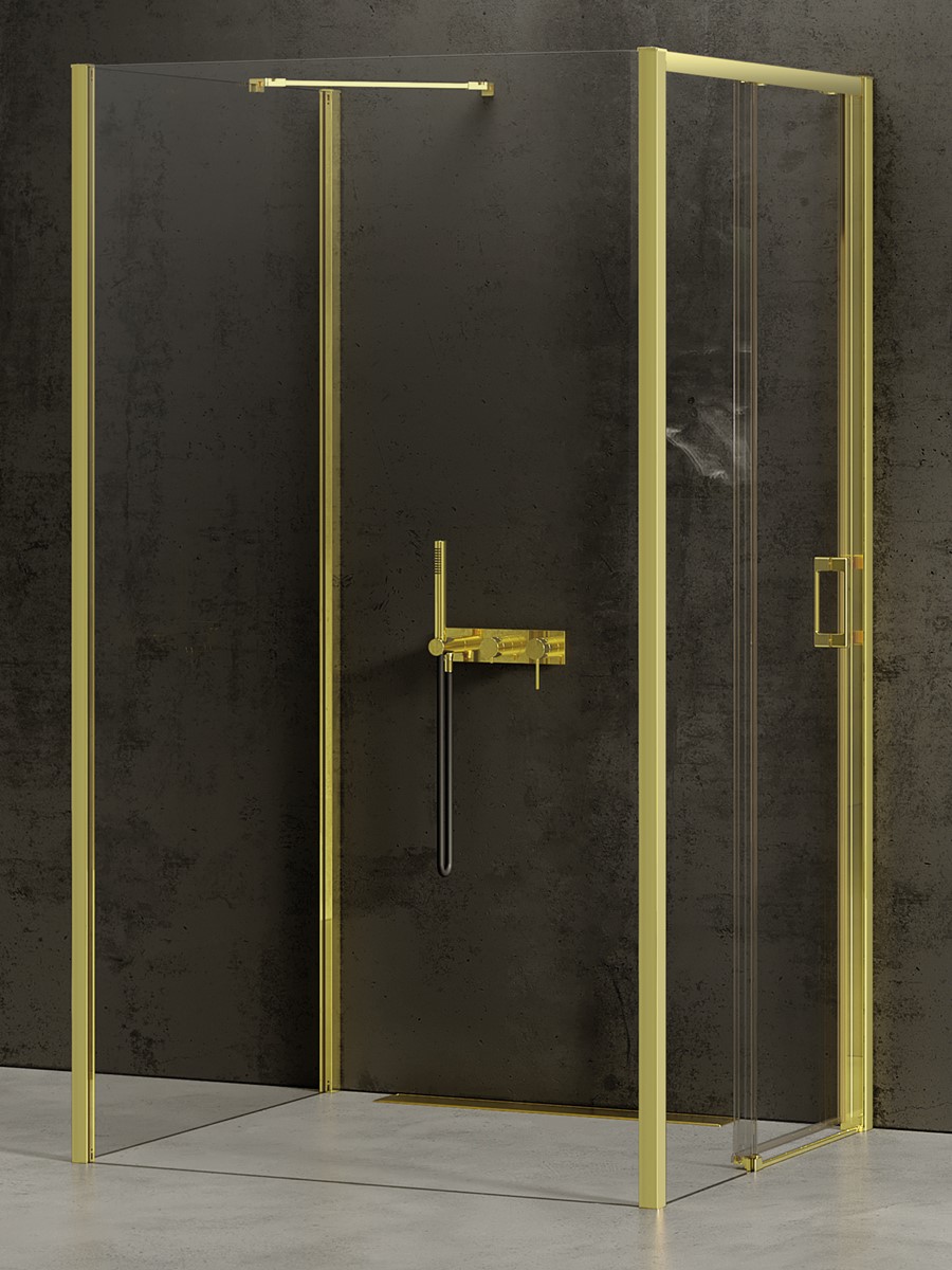New Trendy Prime Light Gold cabină de duș 120x100 cm dreptunghiular auriu luciu/sticlă transparentă K-1553