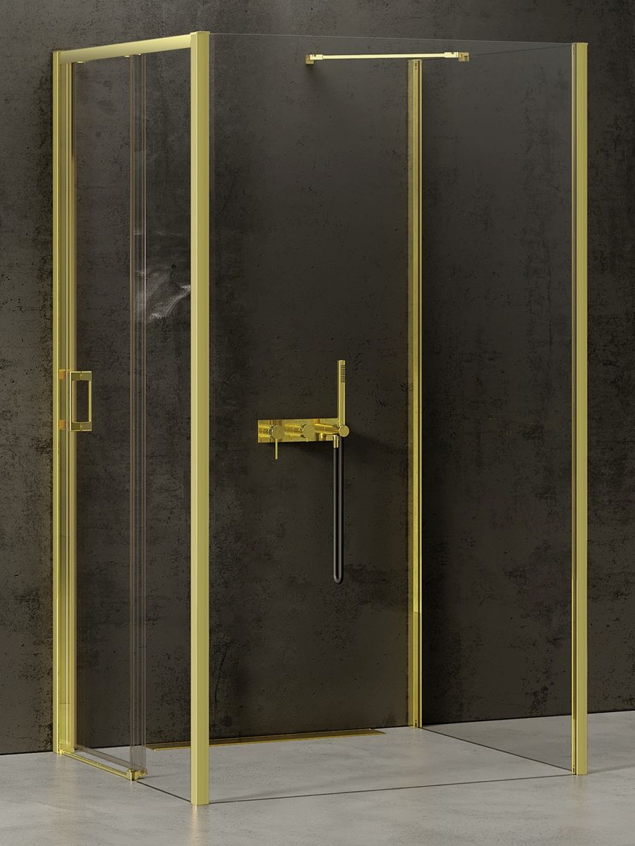 New Trendy Prime Light Gold cabină de duș 100x100 cm pătrat auriu luciu/sticlă transparentă K-1507