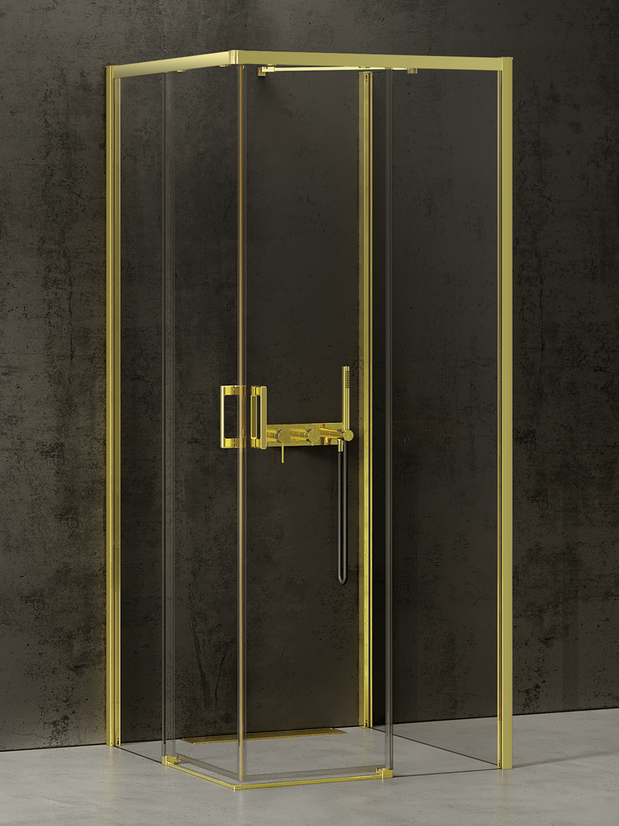 New Trendy Prime Light Gold cabină de duș 100x100 cm pătrat auriu luciu/sticlă transparentă K-1195