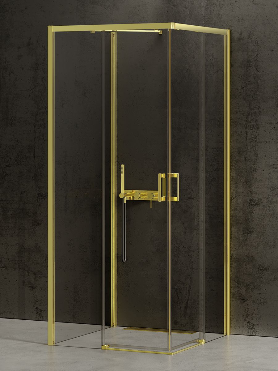 New Trendy Prime Light Gold cabină de duș 80x70 cm dreptunghiular auriu luciu/sticlă transparentă K-1543