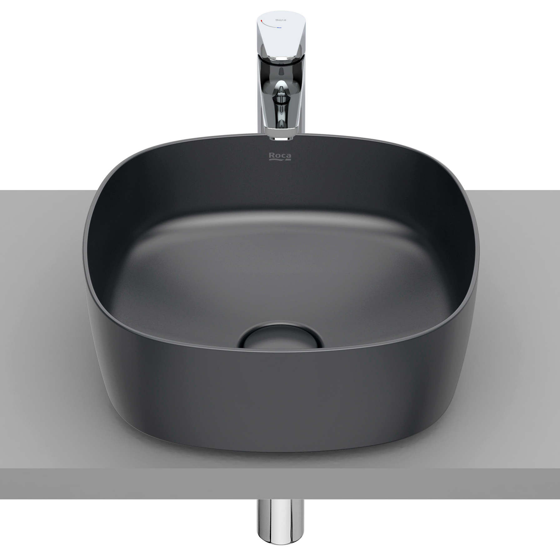 Roca Inspira lavoar 37x37 cm pătrat de blat gri/piatră A327502640