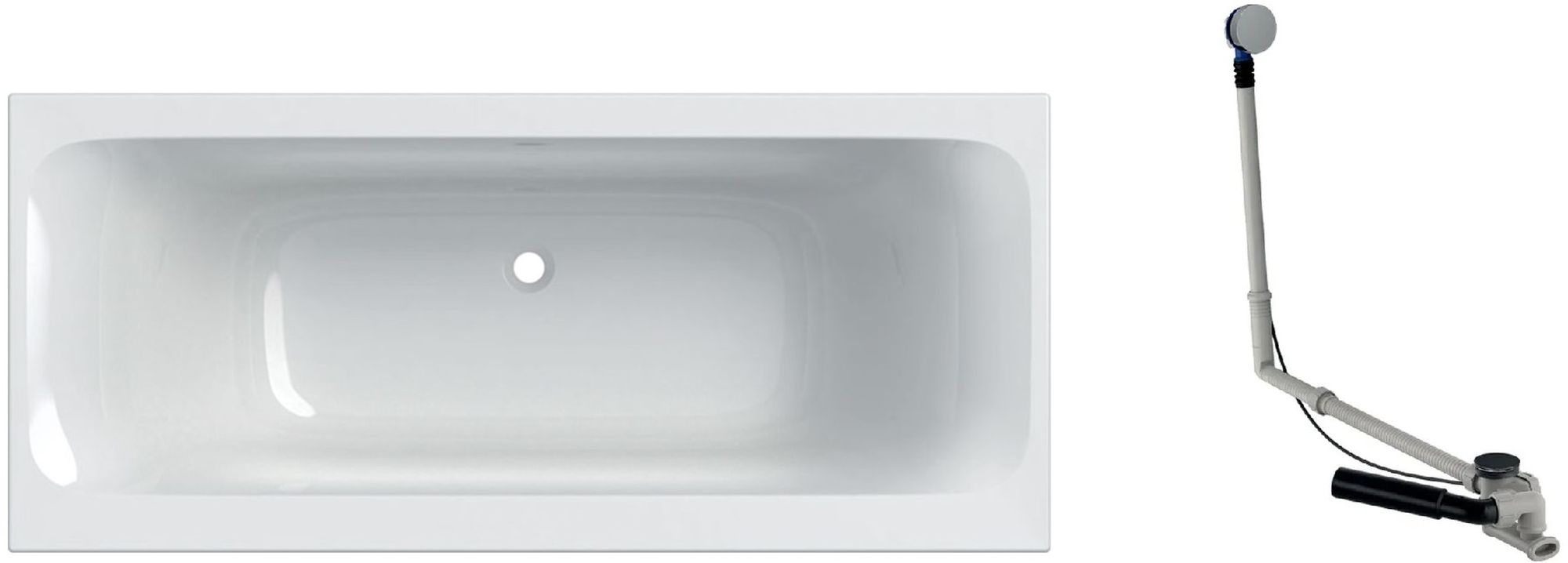 Set cada dreptunghiulară Geberit Tawa 554.124.01.1, sifon pentru cadă Geberit 150.525.21.6