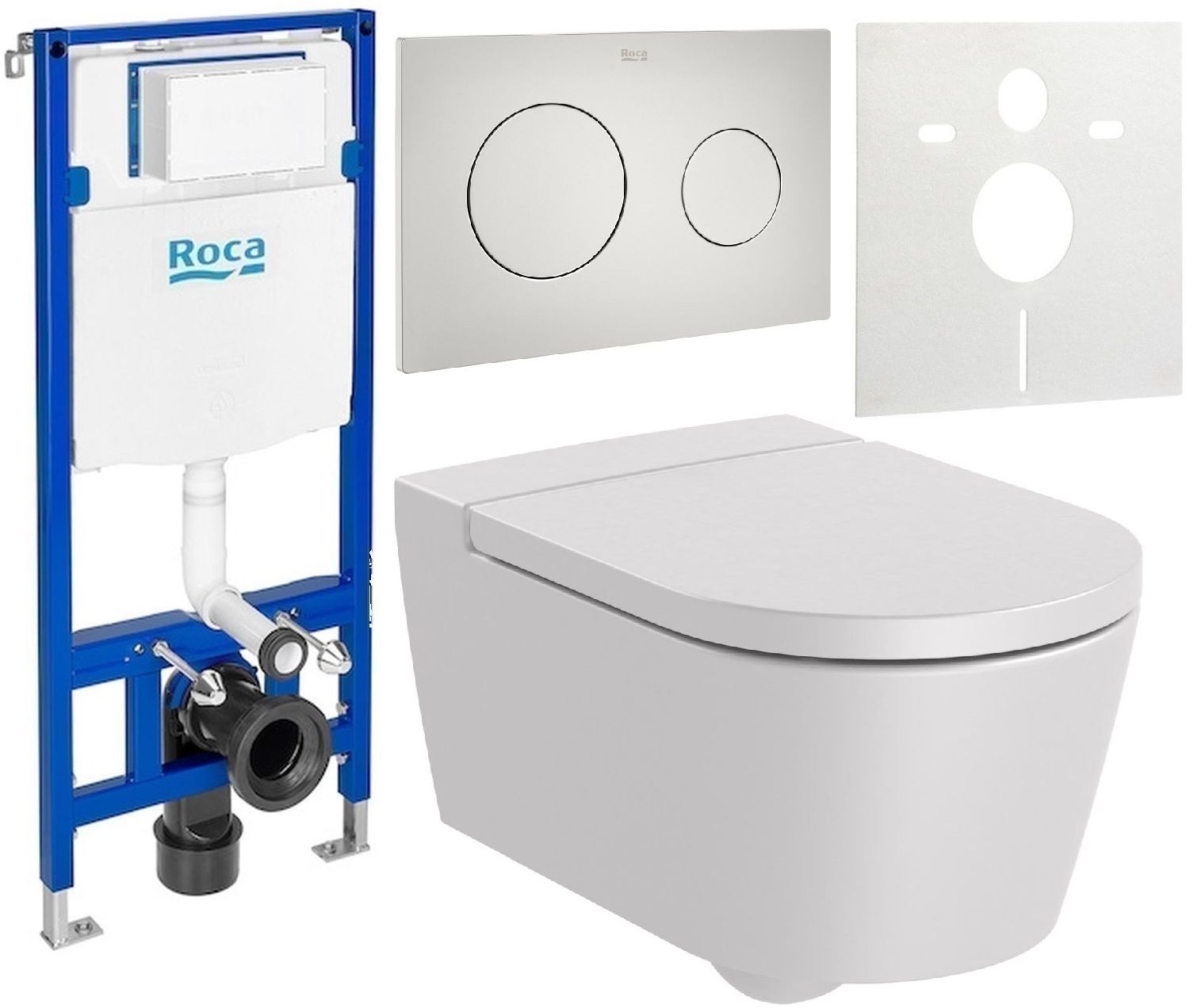 Set vas WC Roca Inspira A346527630, cadru încastrat Roca Duplo One A890070020, A80152263B, A89018920P, A890063000