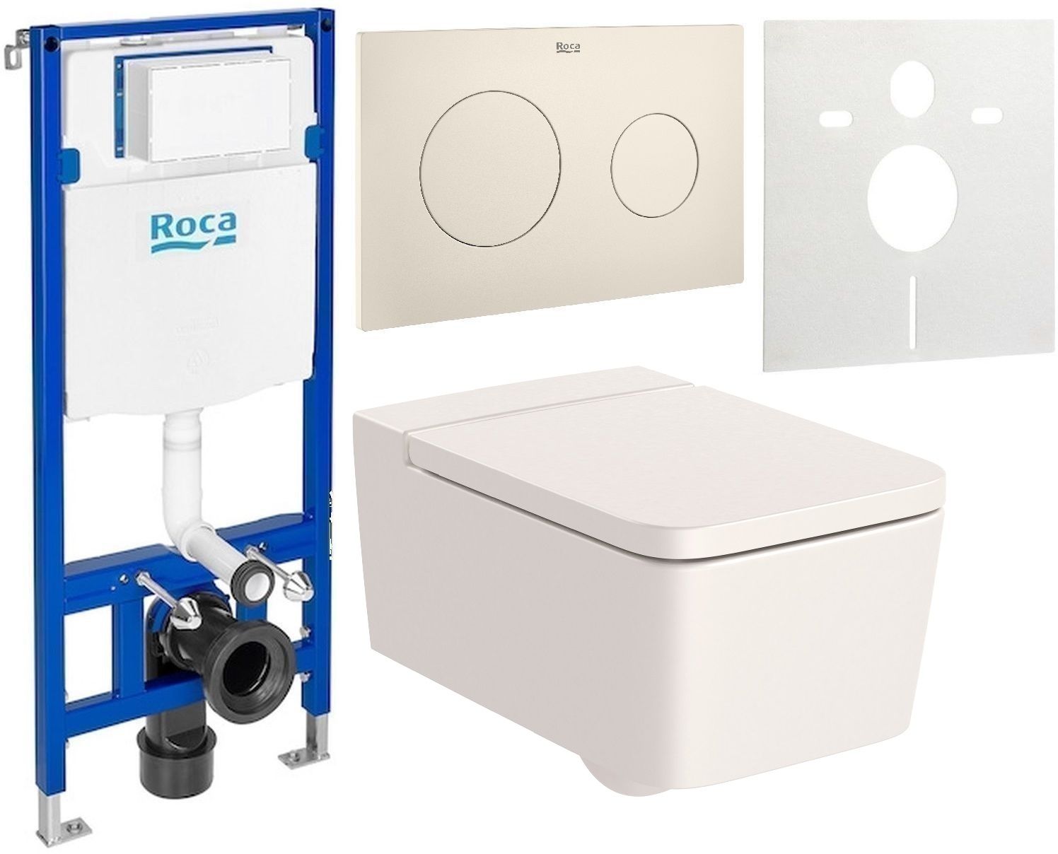 Set vas WC Roca Inspira A346537650, cadru încastrat Roca Duplo One A890070020, A80153265B, A89018920B, A890063000