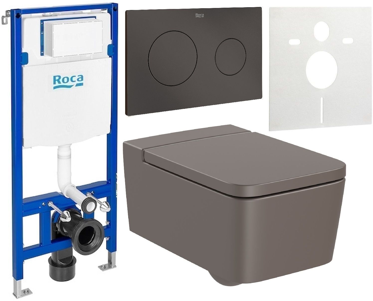 Set vas WC Roca Inspira A346537660, cadru încastrat Roca Duplo One A890070020, A80153266B, A89018920M, A890063000