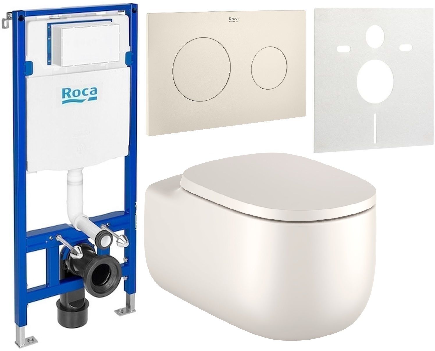 Set vas WC Roca Beyond A3460B7650, cadru încastrat Roca Duplo One A890070020, A801B8265B, A89018920B, A890063000