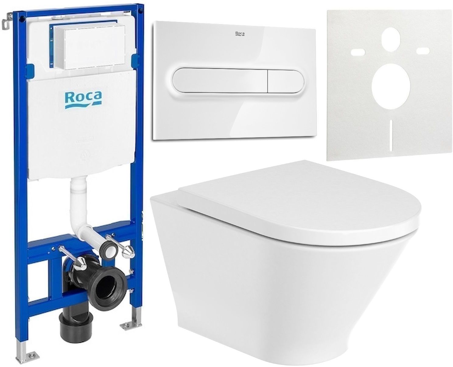 Set vas WC Roca Gap Round A3460NLS00, cadru încastrat Roca Duplo One A890070020, A801D12001, A890195000, A890063000