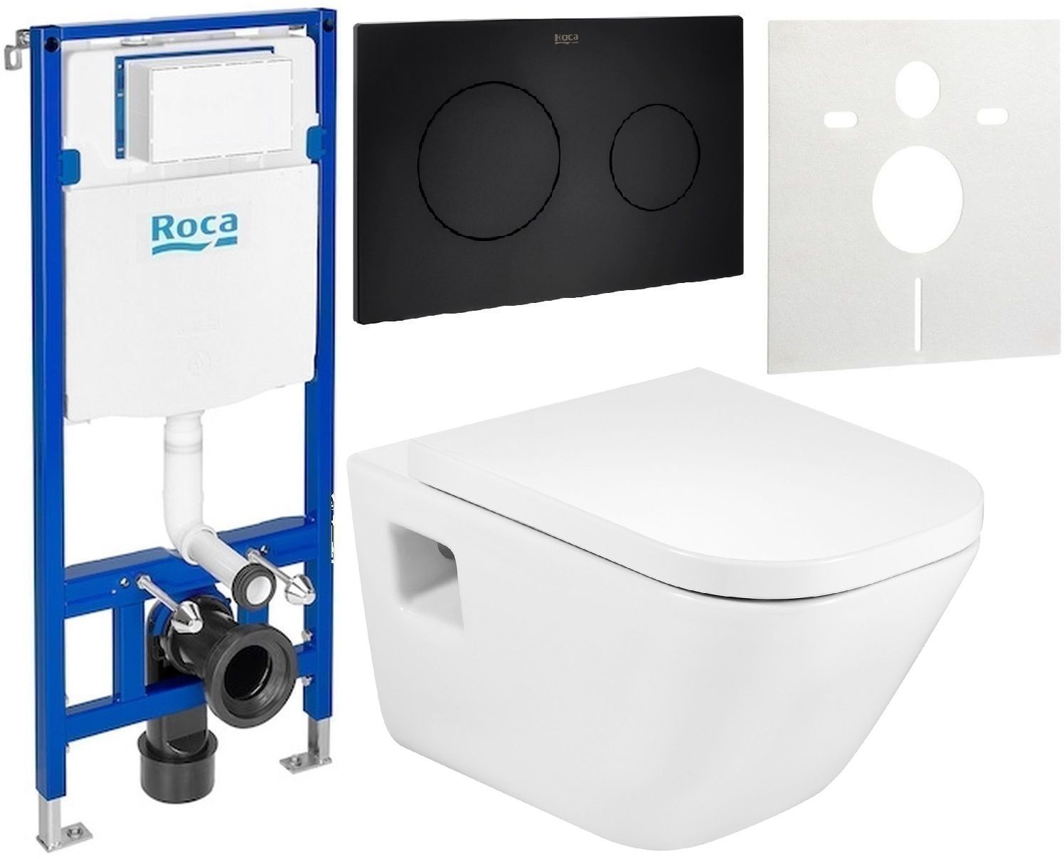 Set vas WC Roca Gap A346477S00, cadru încastrat Roca Duplo A890070020, A80148200U, A890189206, A890063000
