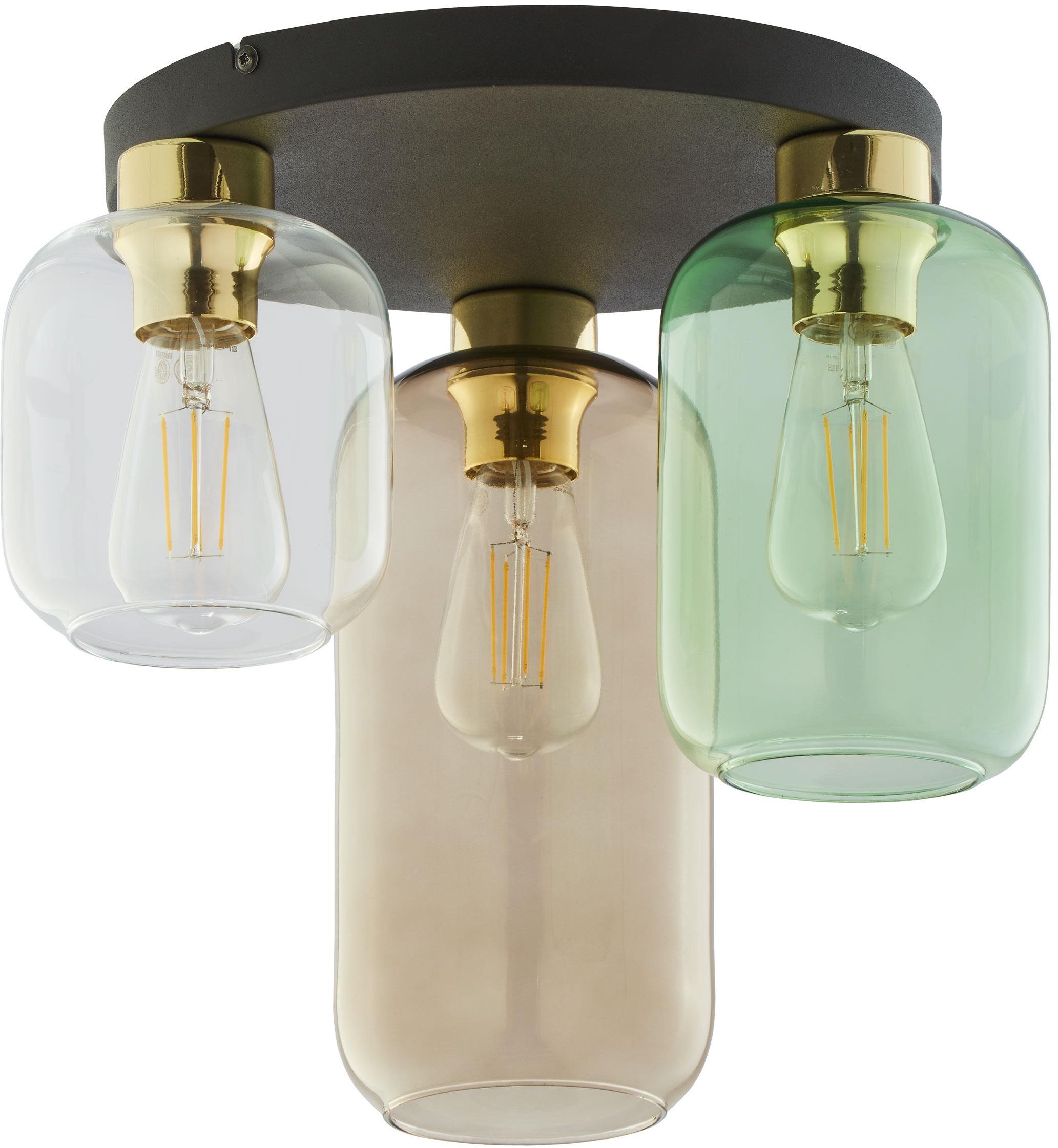 TK Lighting Marco lampă de tavan 3x15 W negru-verde-transparent-chihlimbar 3318