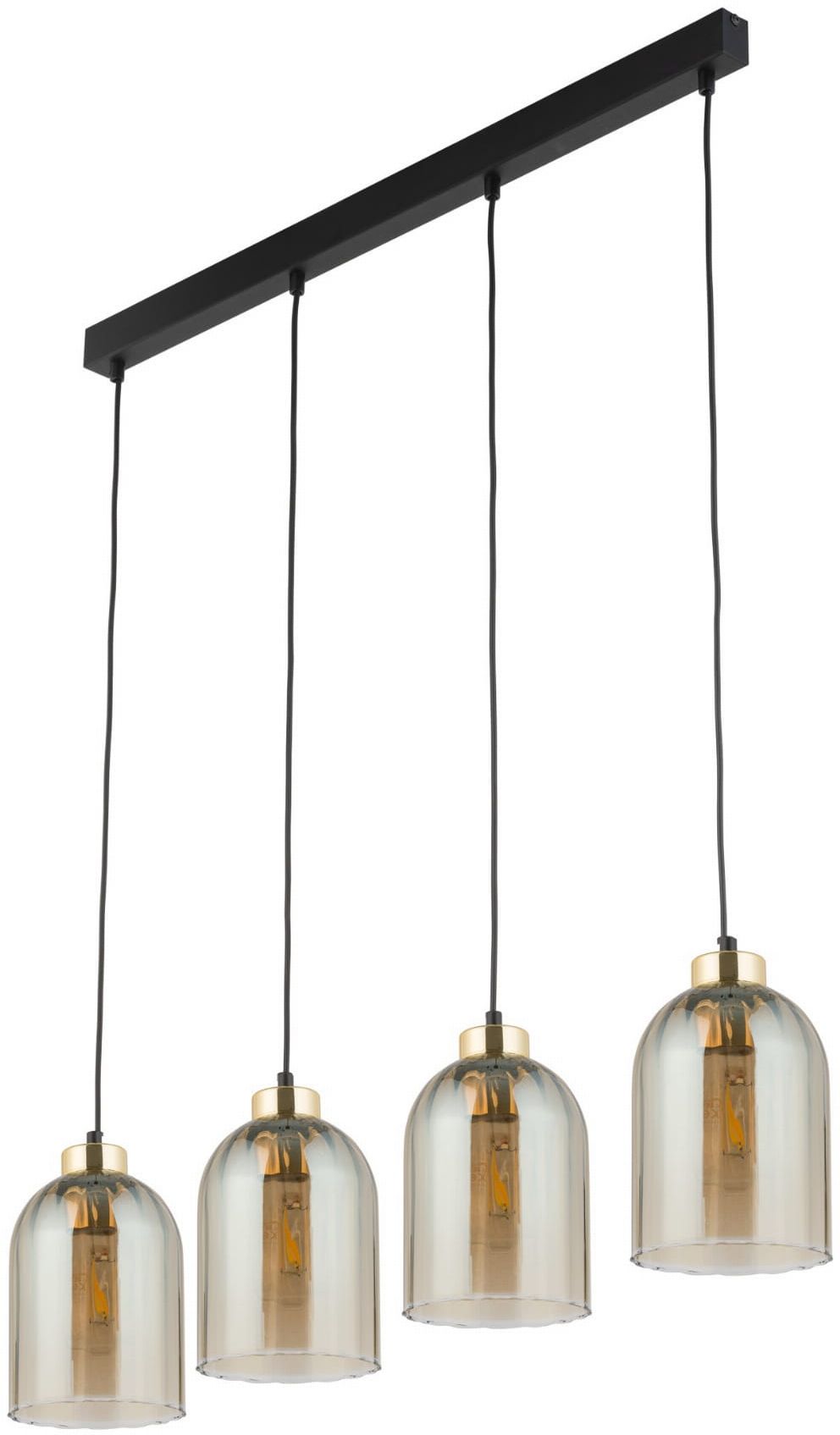 TK Lighting Satipo lampă suspendată 4x15 W negru-auriu-chihlimbar 5625