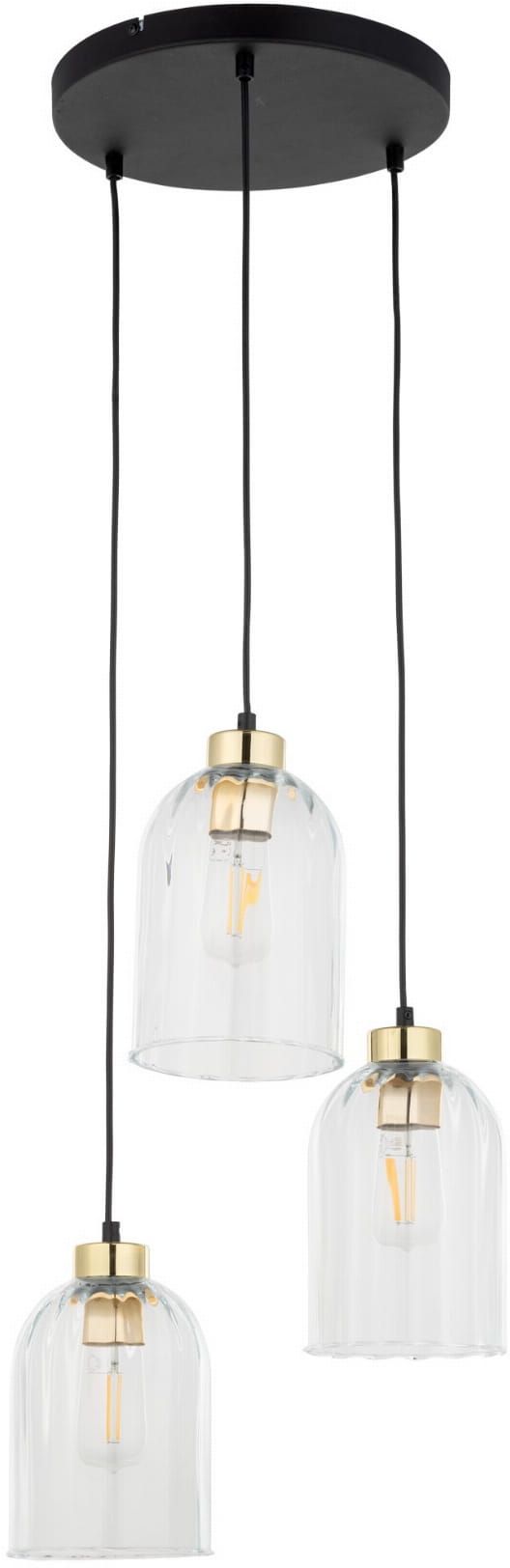 TK Lighting Satipo lampă suspendată 3x15 W negru-transparent-auriu 5627