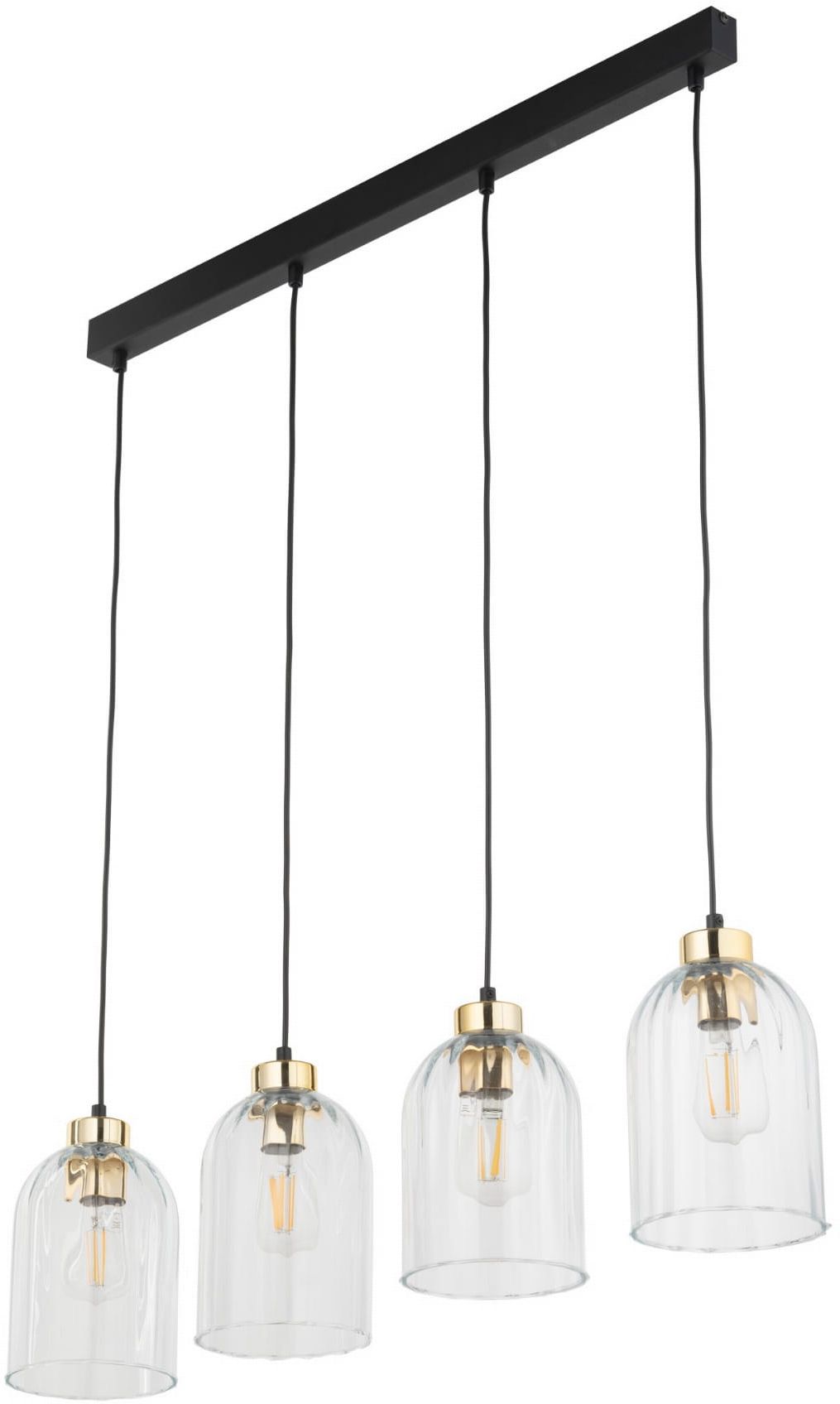 TK Lighting Satipo lampă suspendată 4x15 W negru-transparent-auriu 5628