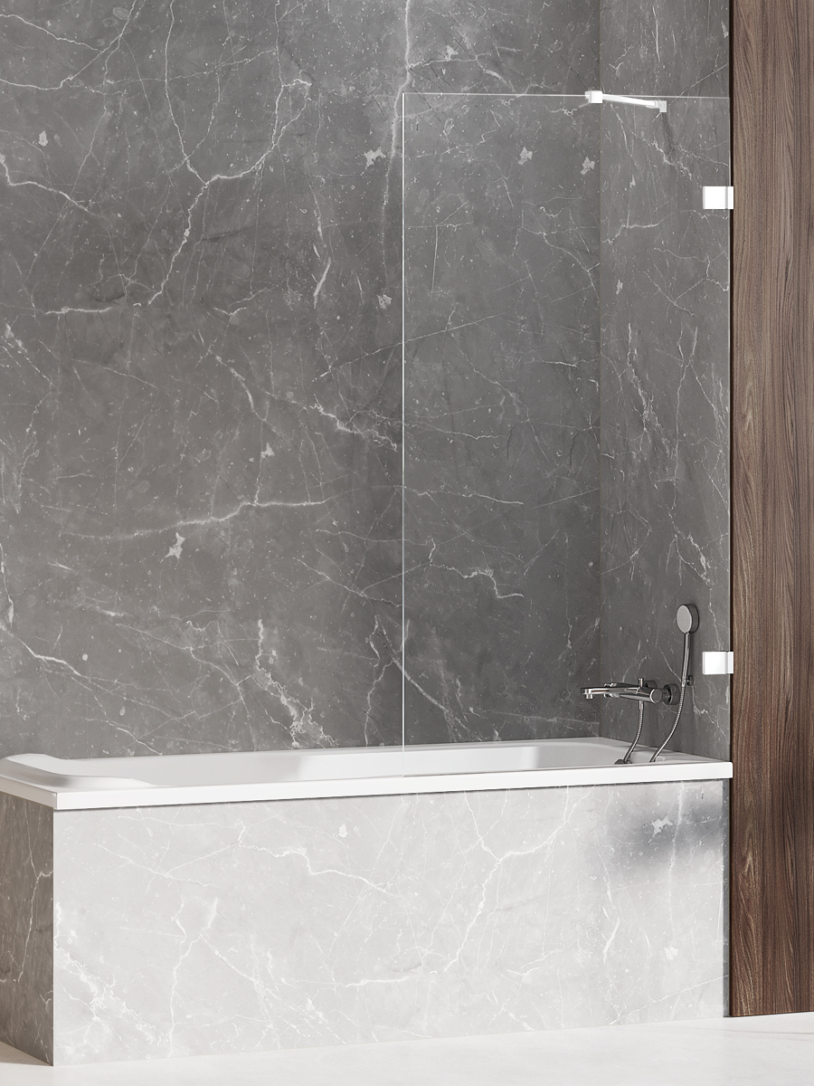 New Trendy Avexa White paravan cadă 50 cm o piesă alb mat/sticlă transparentă EXK-2960-WP