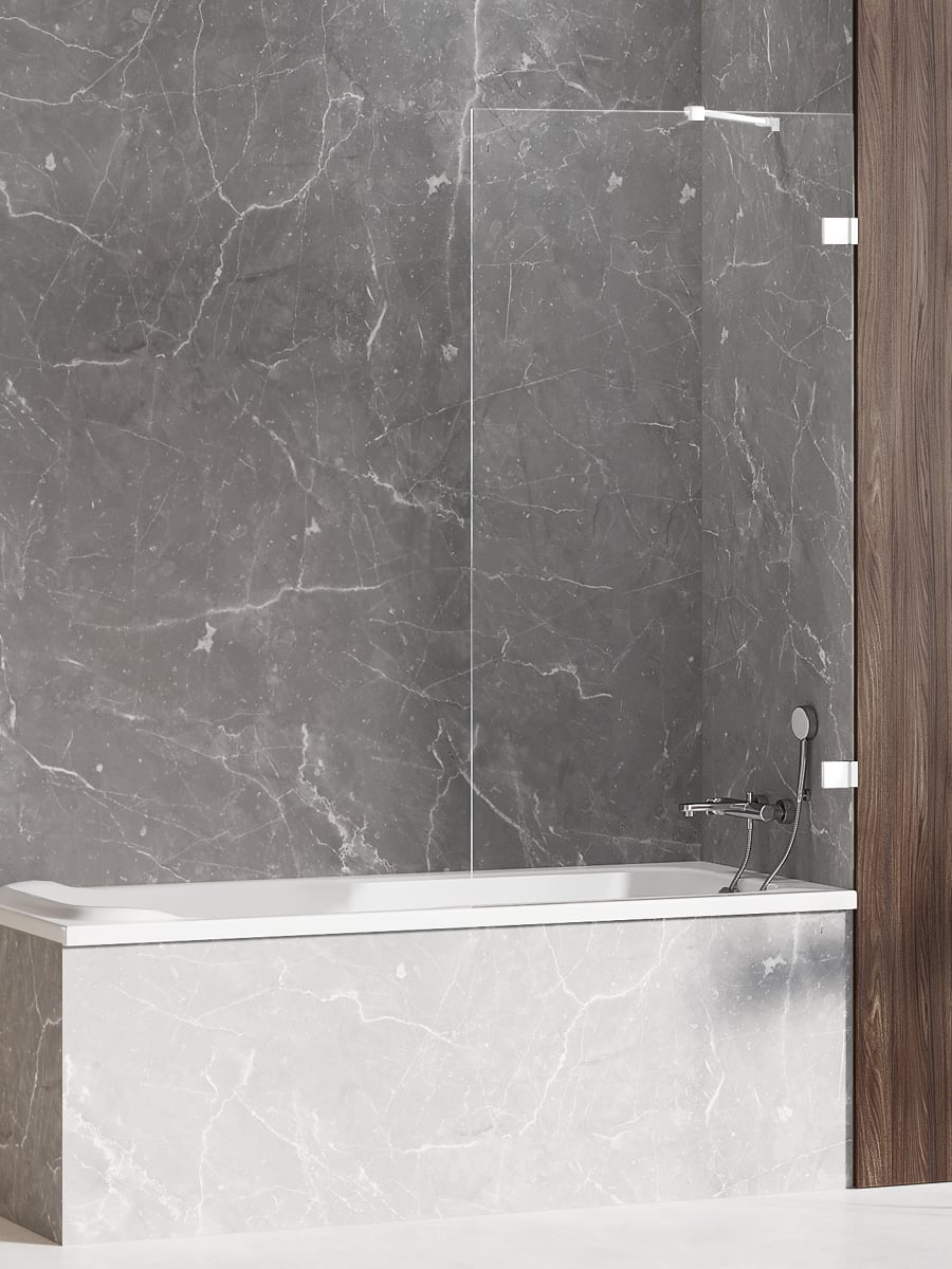 New Trendy Avexa White paravan cadă 60 cm o piesă alb mat/sticlă transparentă EXK-2961-WP