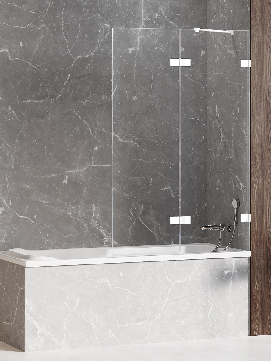 New Trendy Avexa White paravan cadă 110 cm două piese alb mat/sticlă transparentă EXK-2975