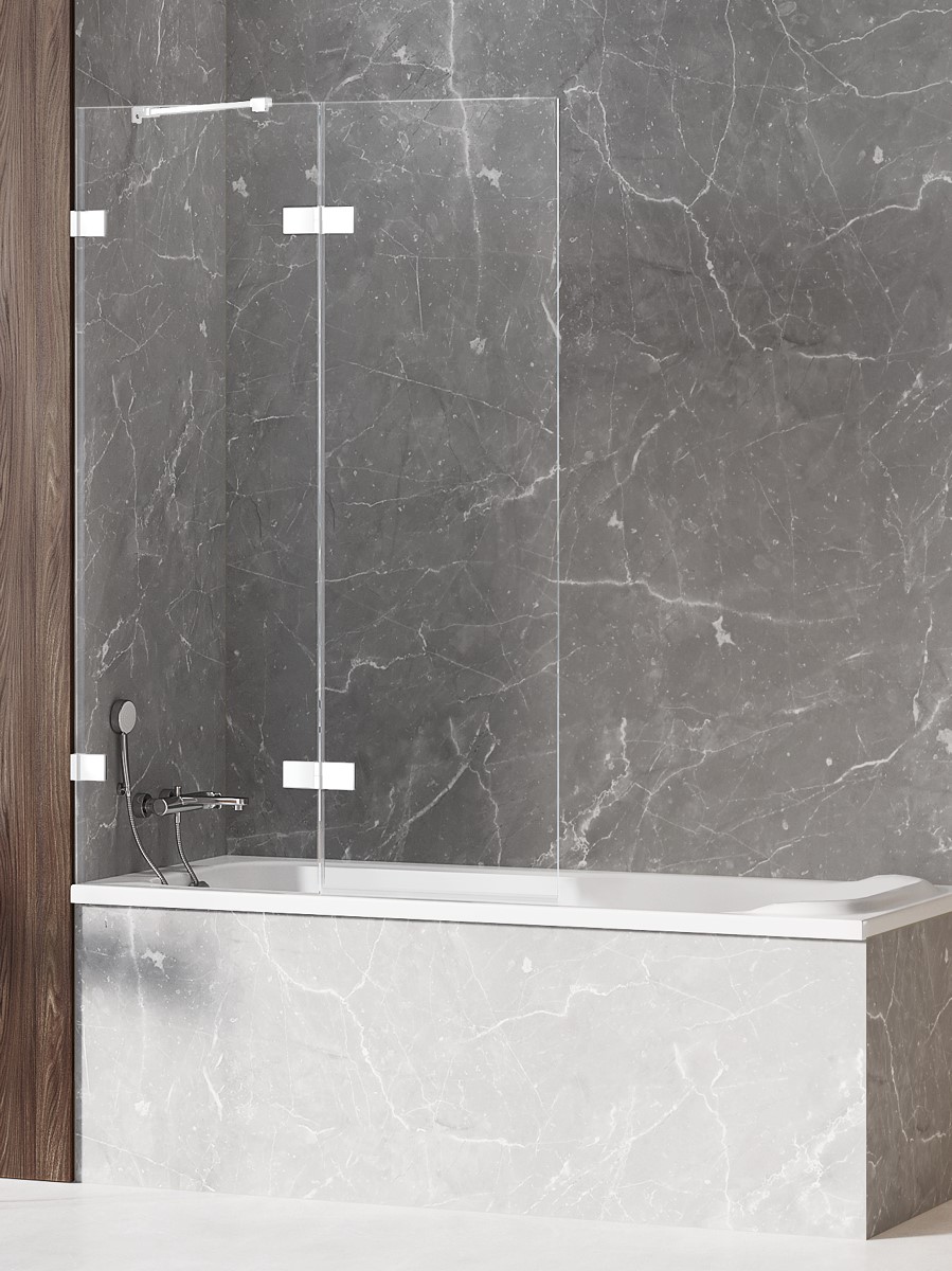 New Trendy Avexa White paravan cadă 120 cm două piese alb mat/sticlă transparentă EXK-2976