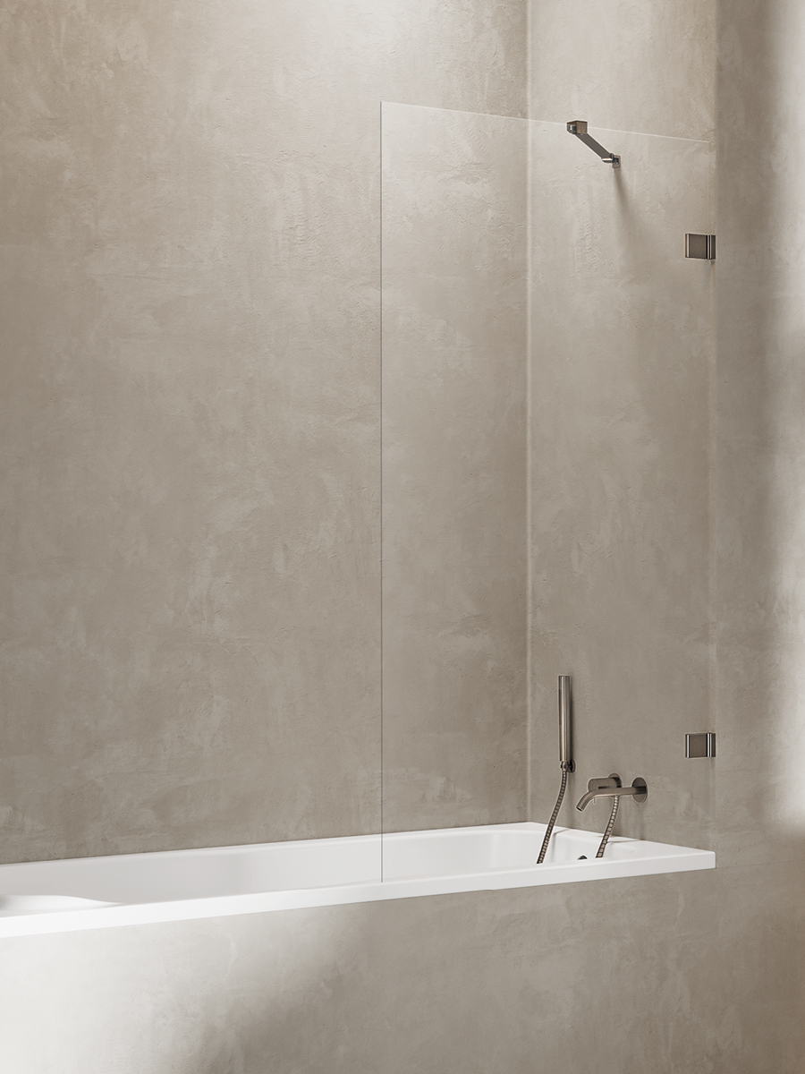 New Trendy Avexa Gunmetal Brushed paravan cadă 100 cm o piesă maro periat/sticlă transparentă EXK-3520-WP