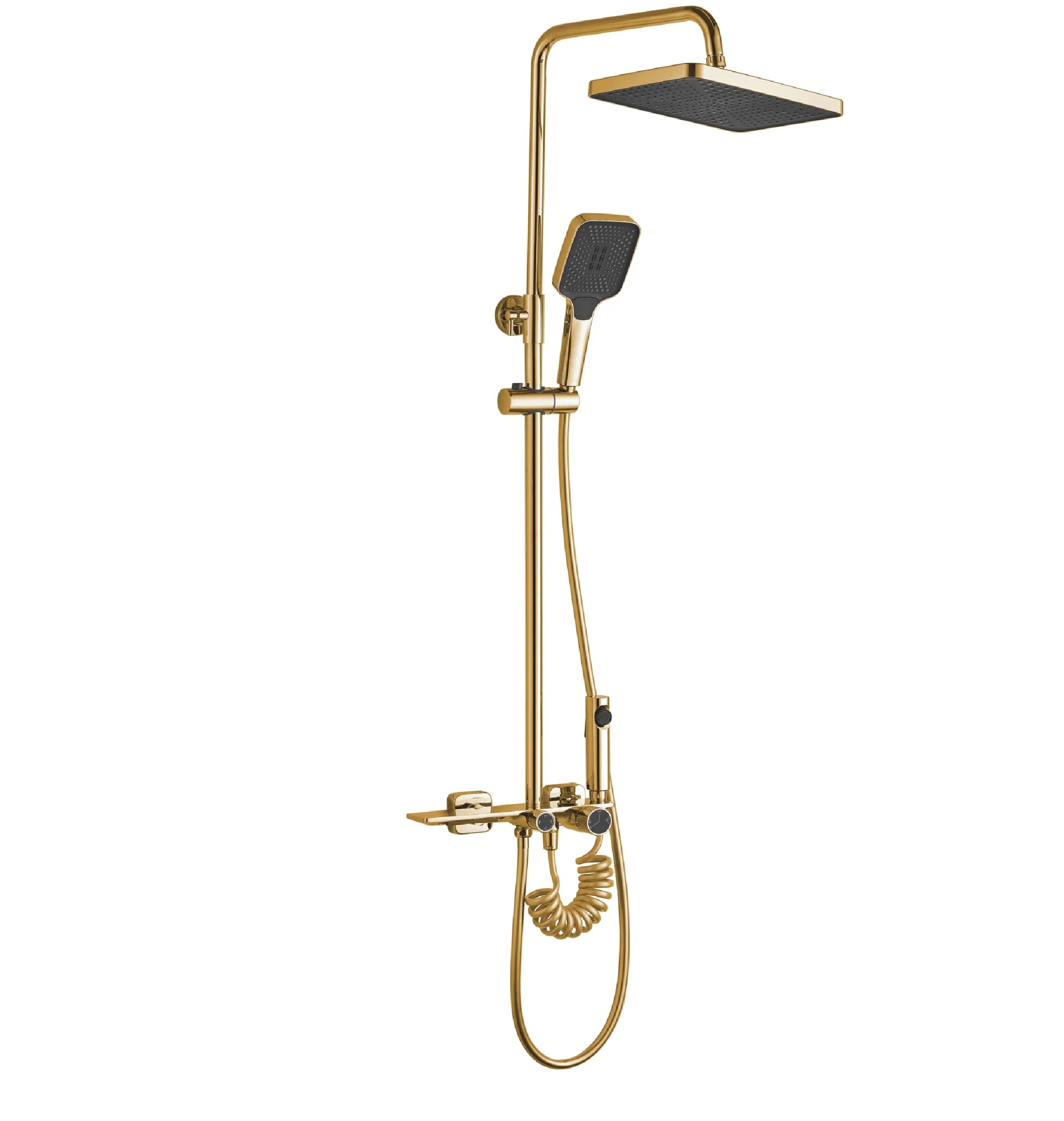 Rea Helix set de duș perete cu duș de ploaie auriu REA-P6619