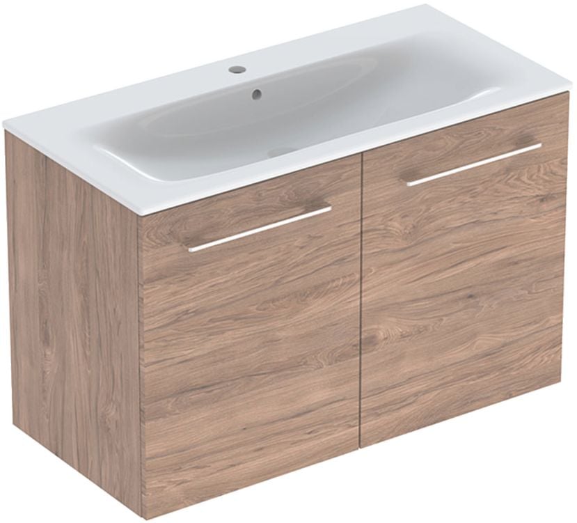 Geberit Selnova Square lavoar cu dulap 100 cm nucă 501.262.00.1