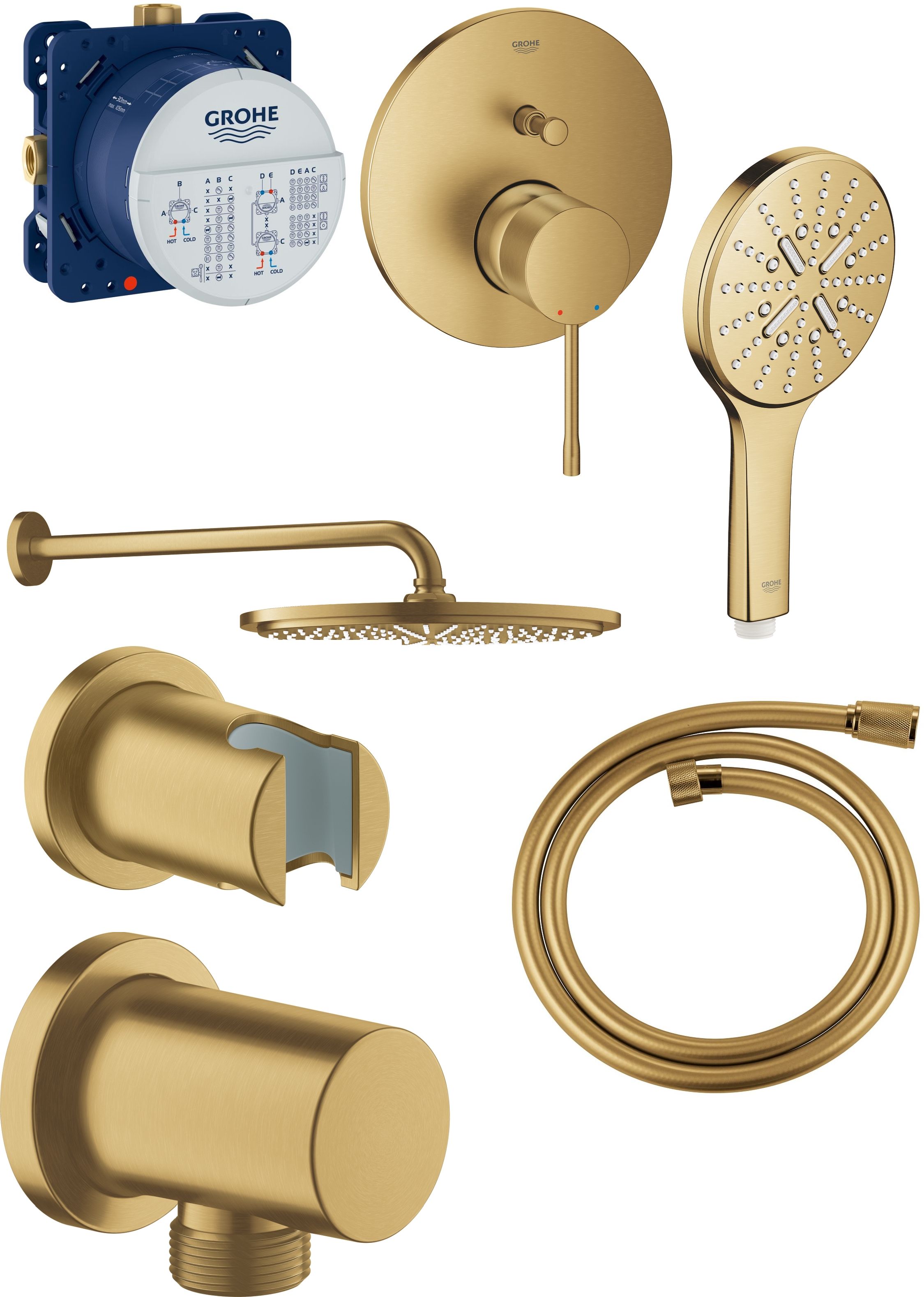 Set cap de duș cu braț Grohe Rainshower 26066GN0, baterie cadă-duș Grohe Essence 24058GN1, 26574GN0, 27057GN0, 35600000, 27074GN0, 28362GL0